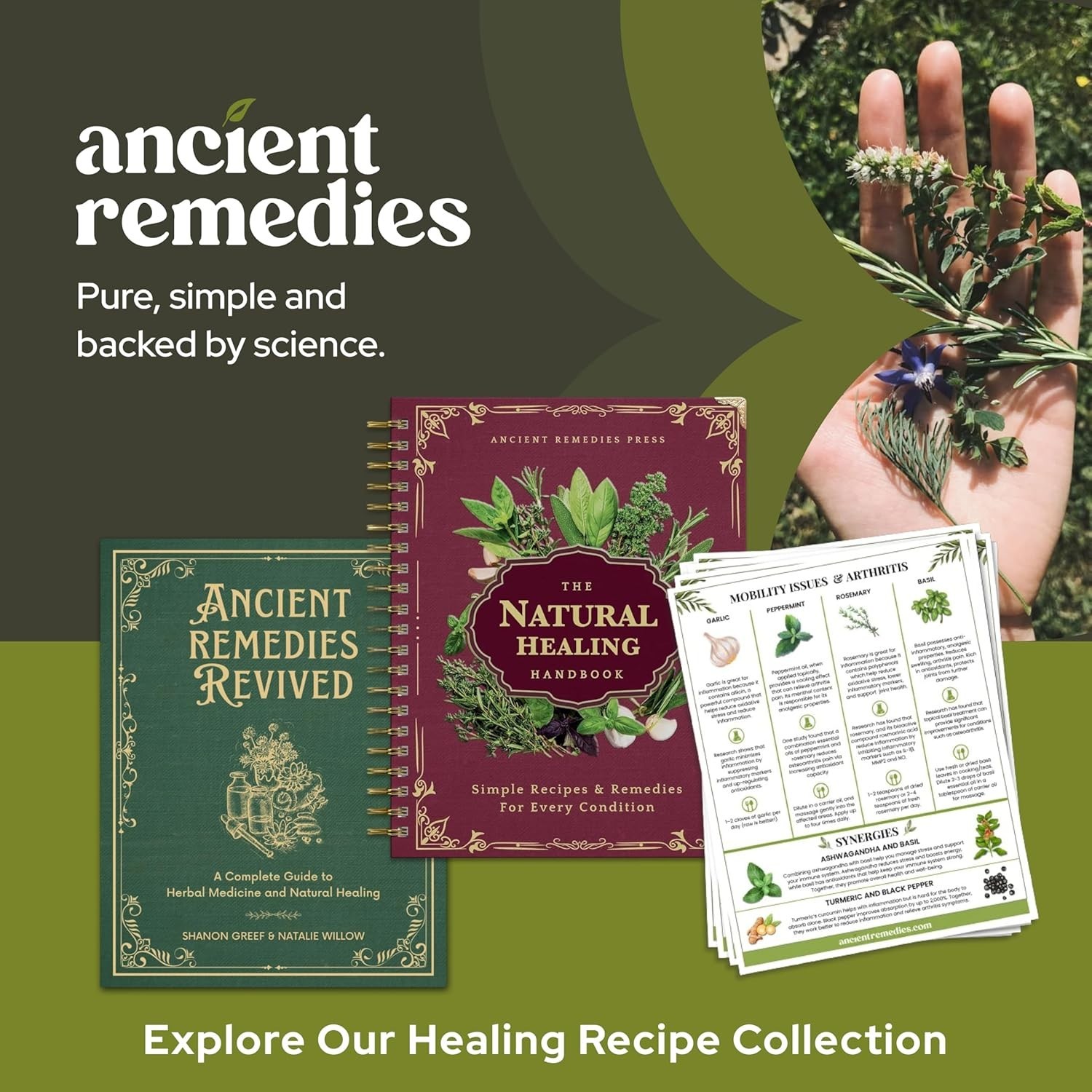 The Natural Healing Handbook, Spiral-Bound Guide for Herbal Remedies and Natural