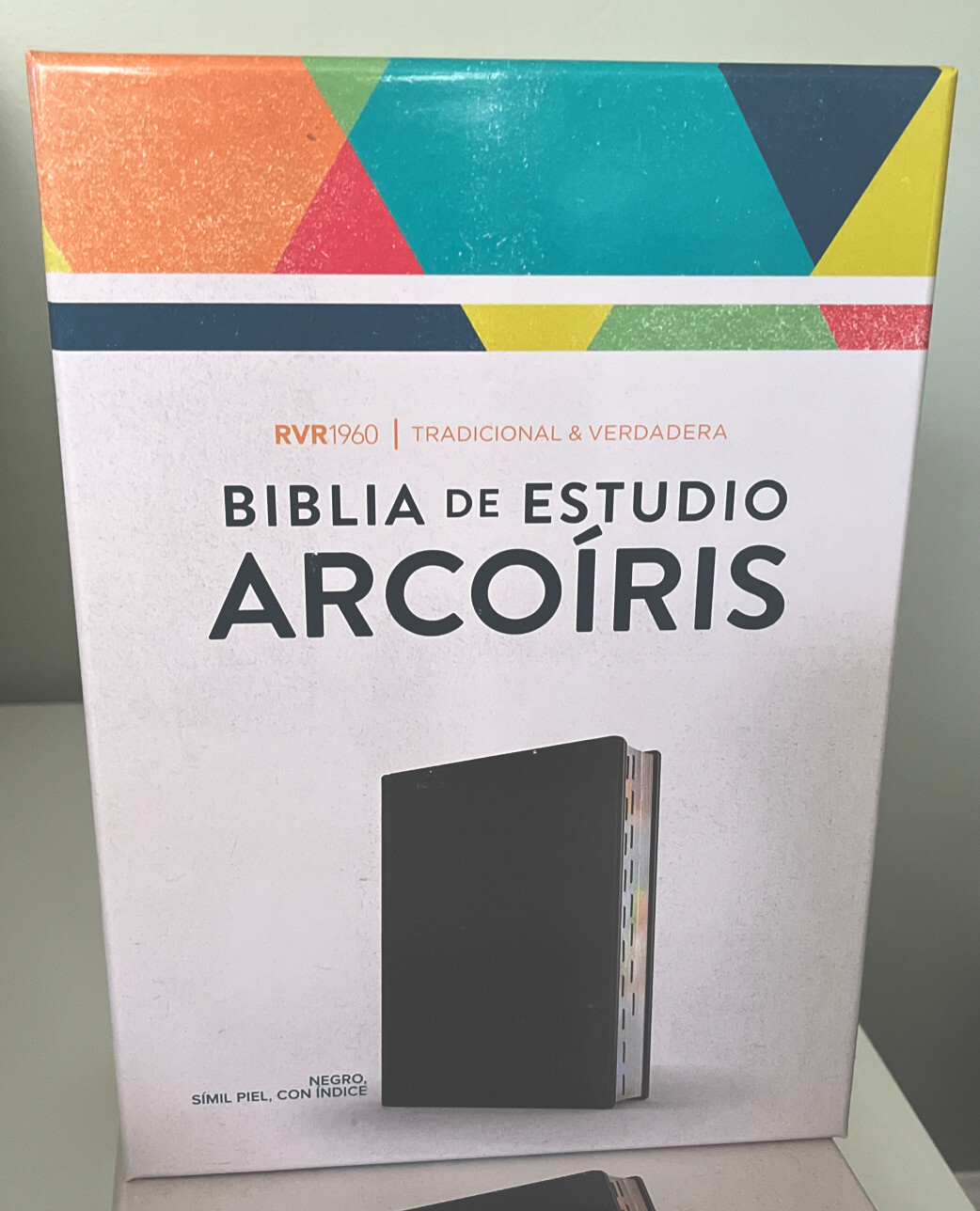 Biblia RVR 1960 de Estudio Arco Iris Multicolor Piel Imitación Negro con Índice