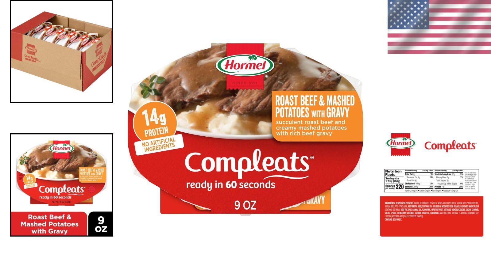 HORMEL 9oz Roast Beef & Mashed Potatoes With Gravy – Easy, Hearty Meal Pack of 6
