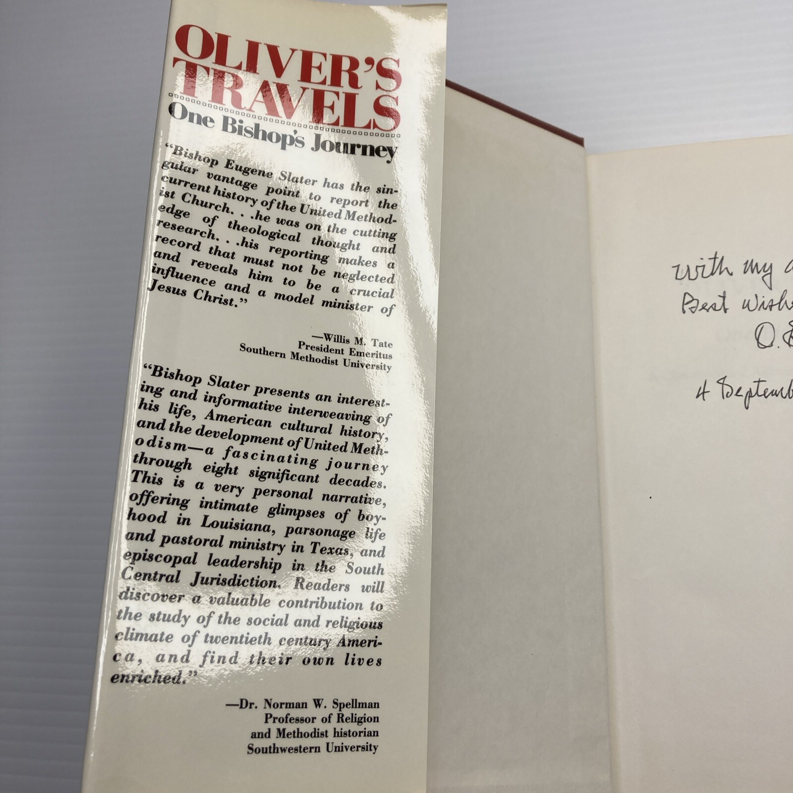 Oliver’s Travels One Bishop’s Journey Oliver Eugene Slater Signed 1988 Methodist