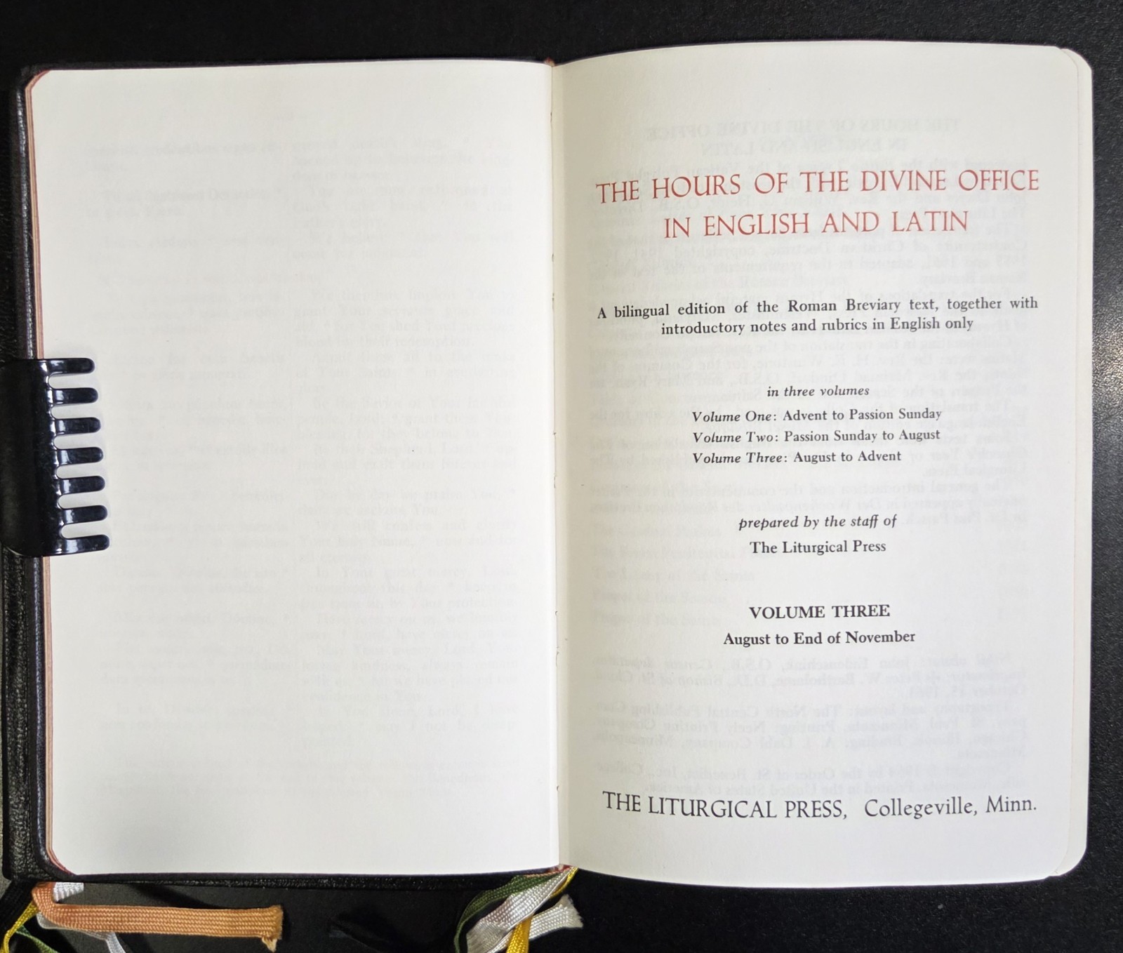 THE DIVINE OFFICE BREVIARY (Latin/English) 3 Volume Set (Leather) Slipcases 1963