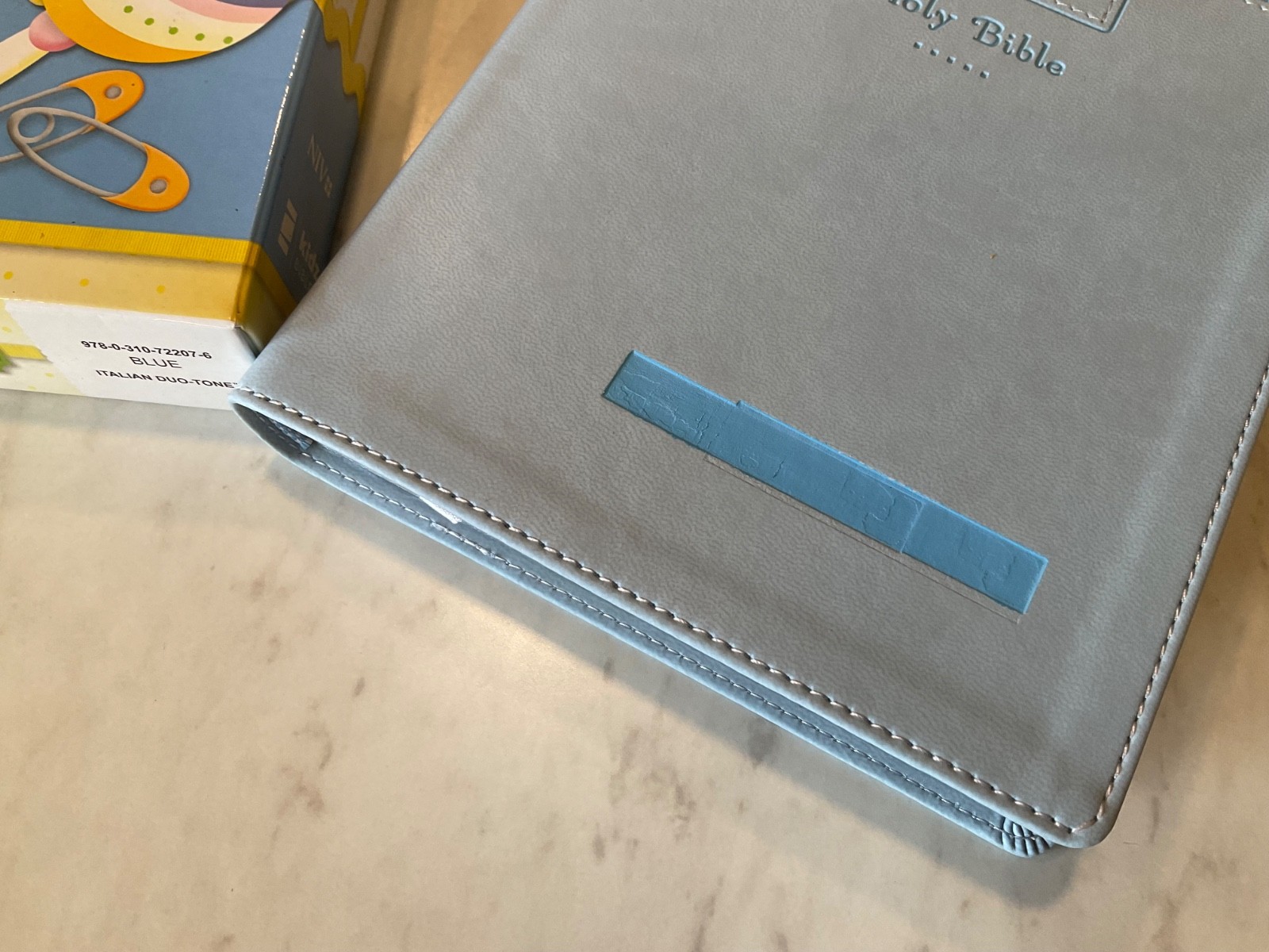NIV Baby Keepsake Bible 2011 Blue Leather-Soft