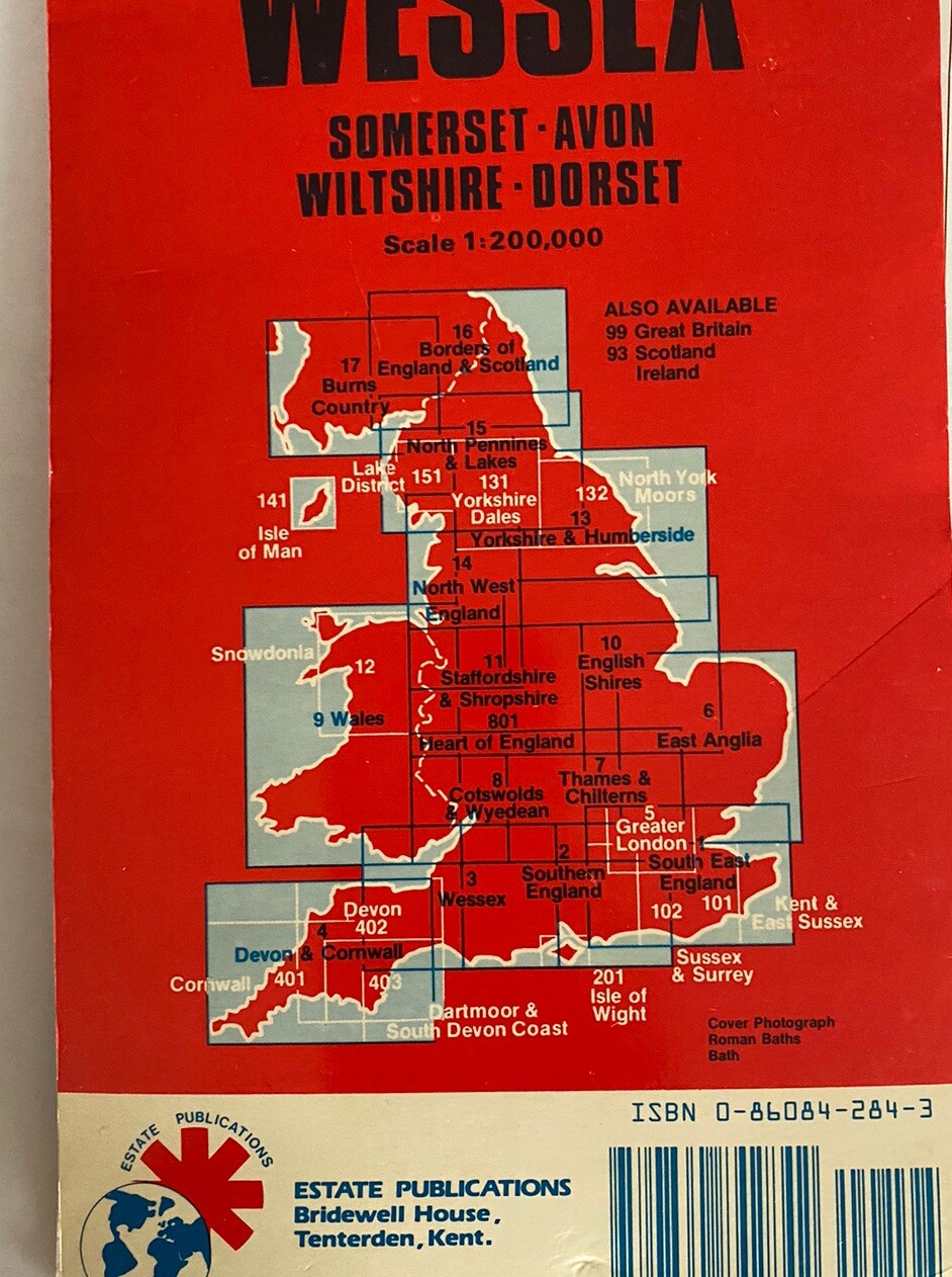 Wessex (Official Tourist Map S.) Sheet Map Folded Book Vintage