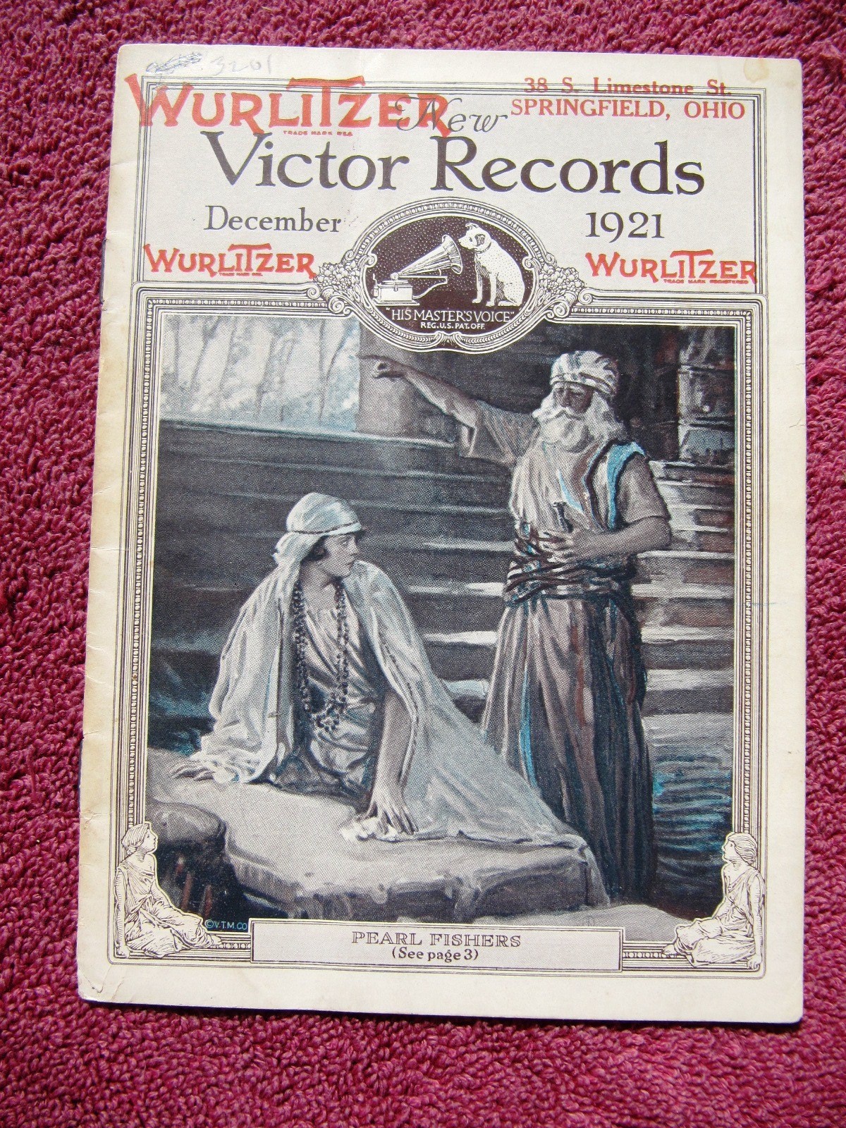 WURLITZER New VICTOR RECORDS Dec 1921 Pearl Fishers Whiteman Rachmaninov CATALOG