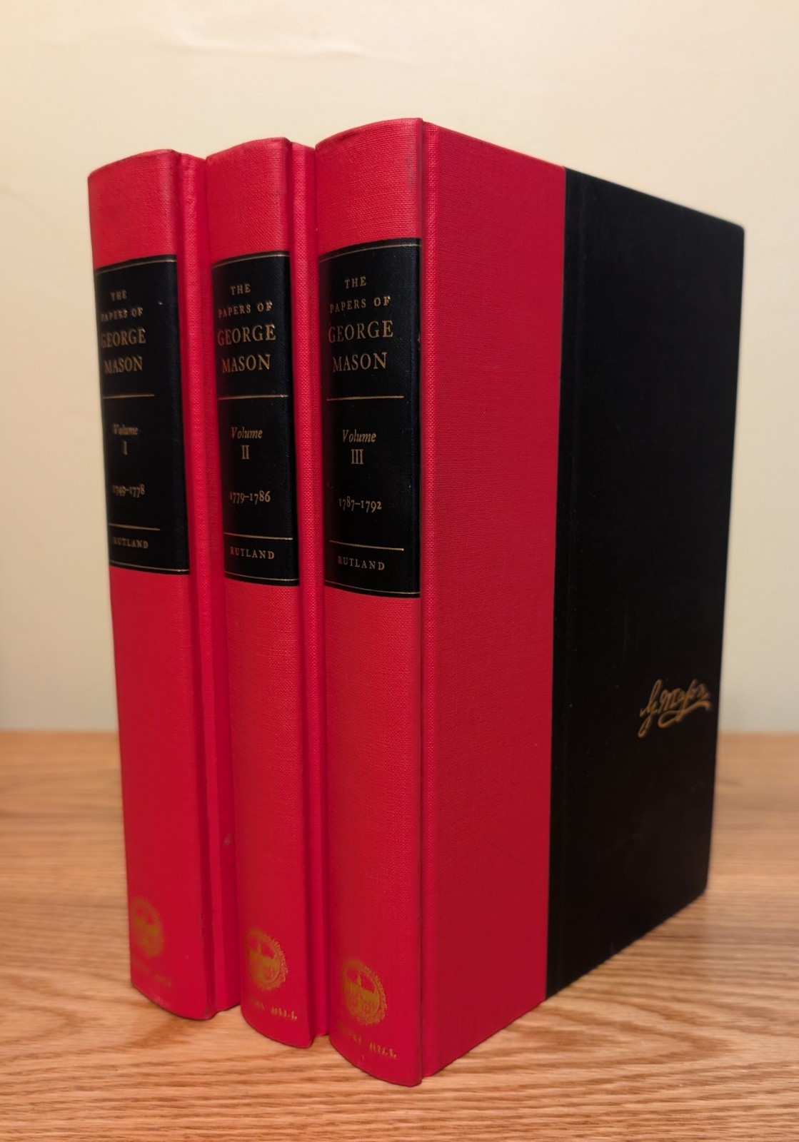Papers of George Mason, 1725-1792 3 Volume Set Hardcover. Founding Father 1776