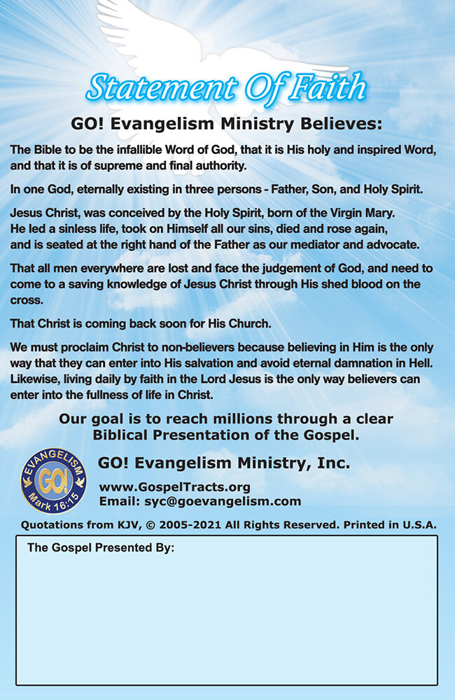 BIBLE, Gospel Tracts(KJV), 40 PACK in 4 Covers,12 Pages Each