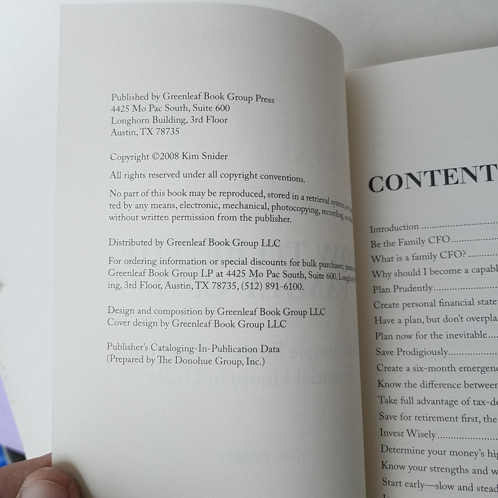 How To Be The Family CFO by Kim Snider 2008 Greenleaf Book Group Press