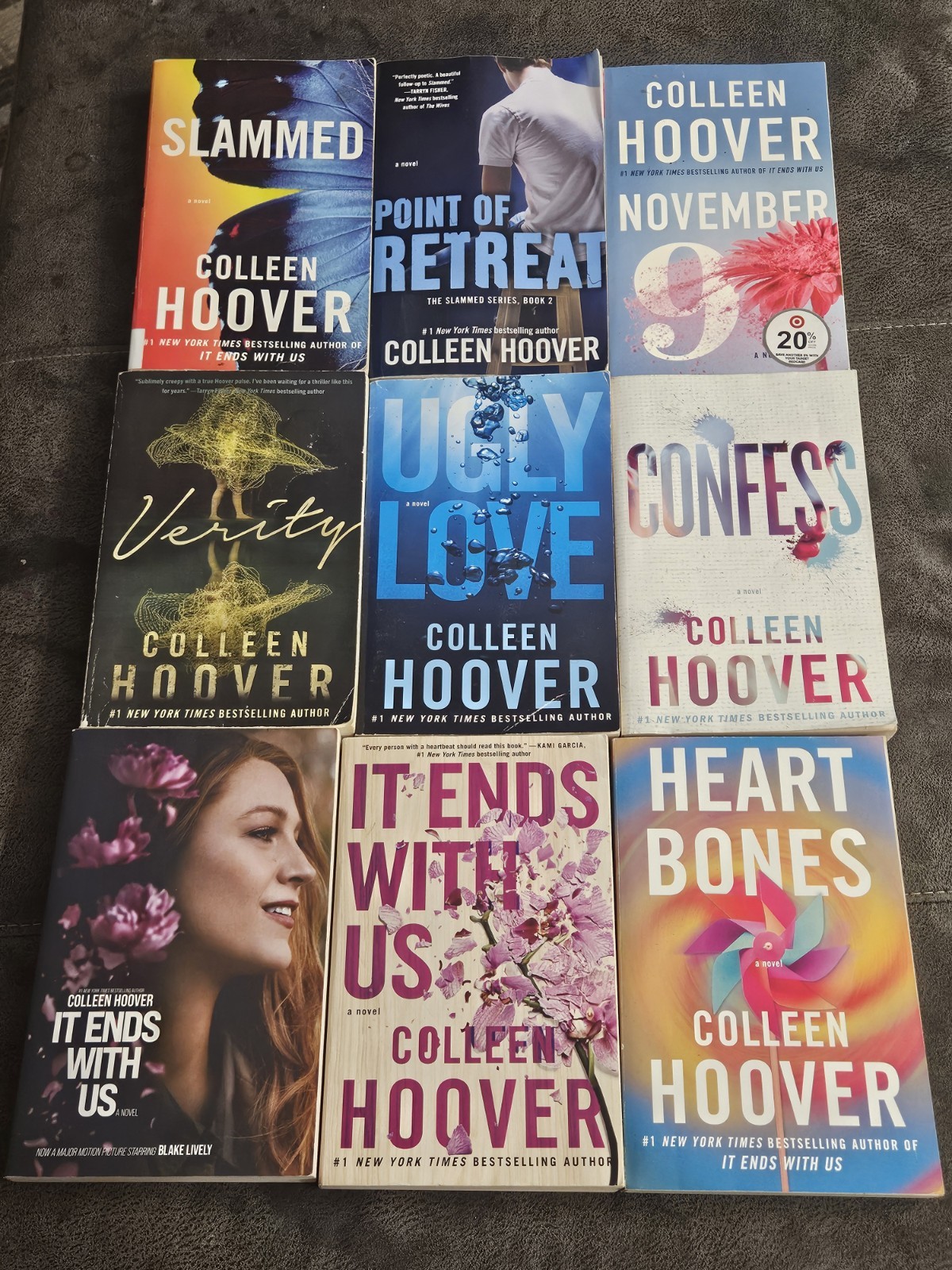 Colleen Hoover 9 Paperback Book Lot Slammed 1 & 2Heart Bones Confess Ugly Love