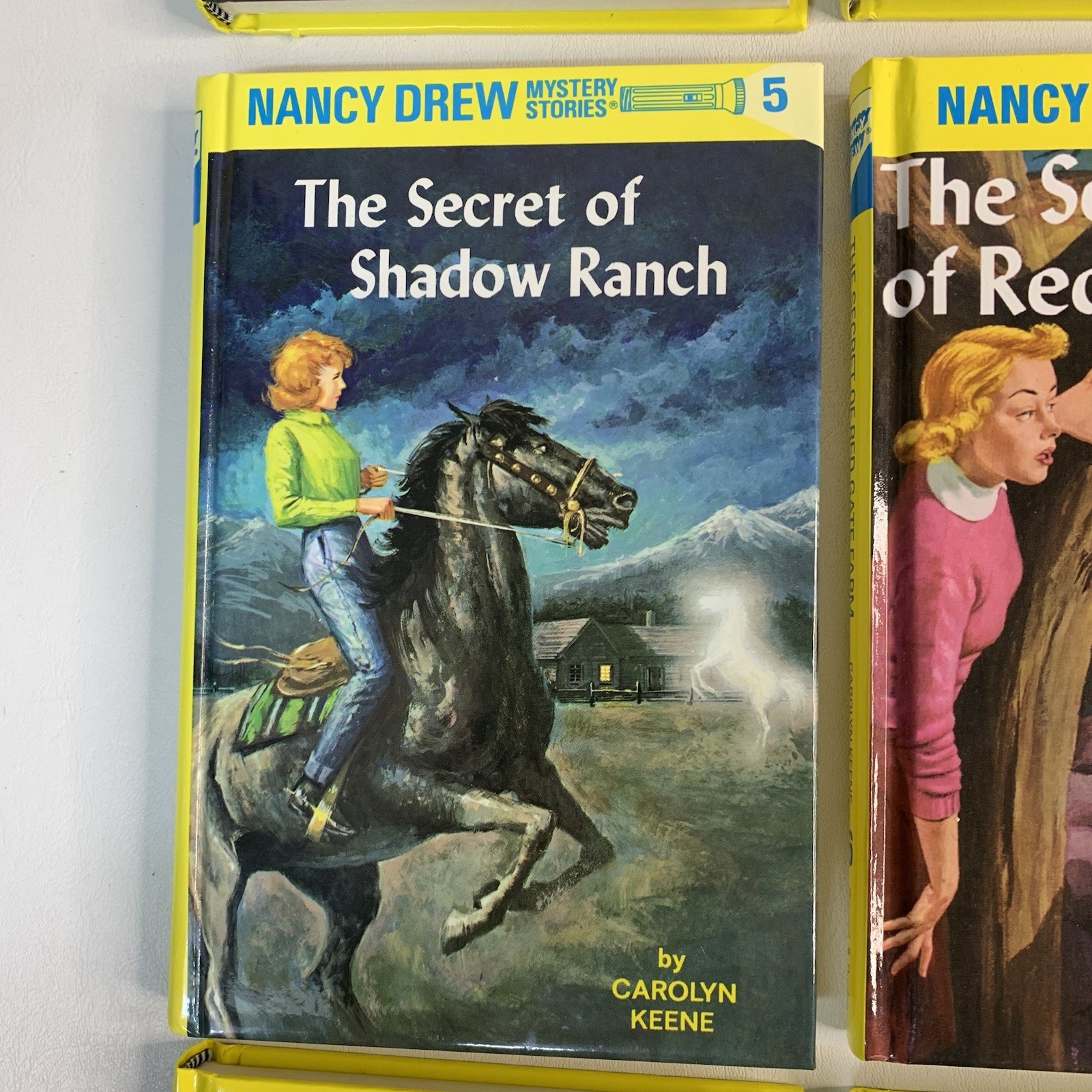 Lot of 13 Nancy Drew Books Flashlight Yellow Spine HC Books 1- 10, 20, 34 & 48
