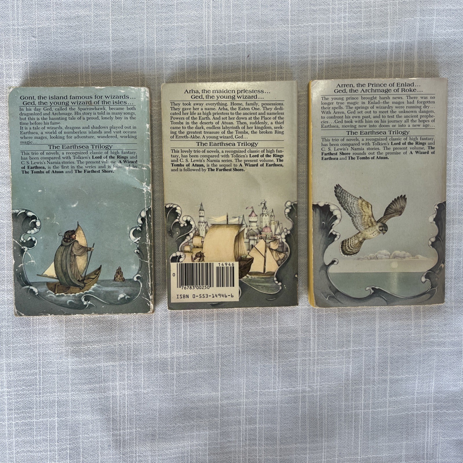 The Earthsea Trilogy by Ursula K Le Guin Paperback Books Bantam Edition 1977