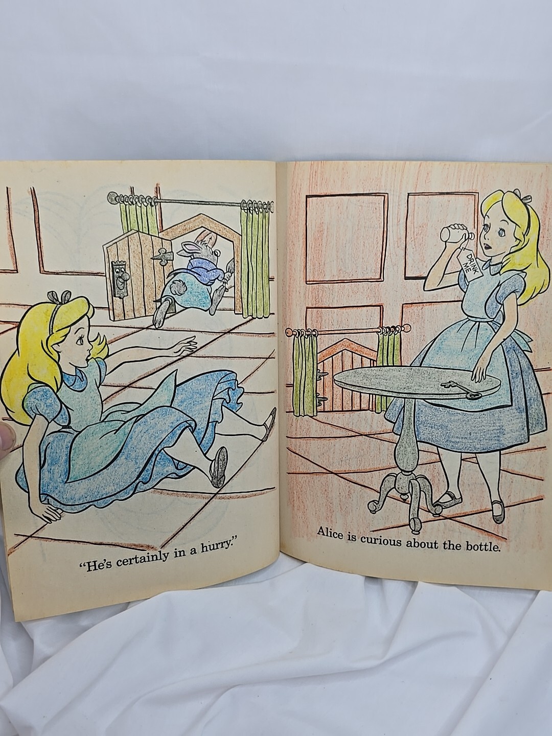 Alice In Wonderland Coloring Book Walt Disney Has Pages Colored In Vintage