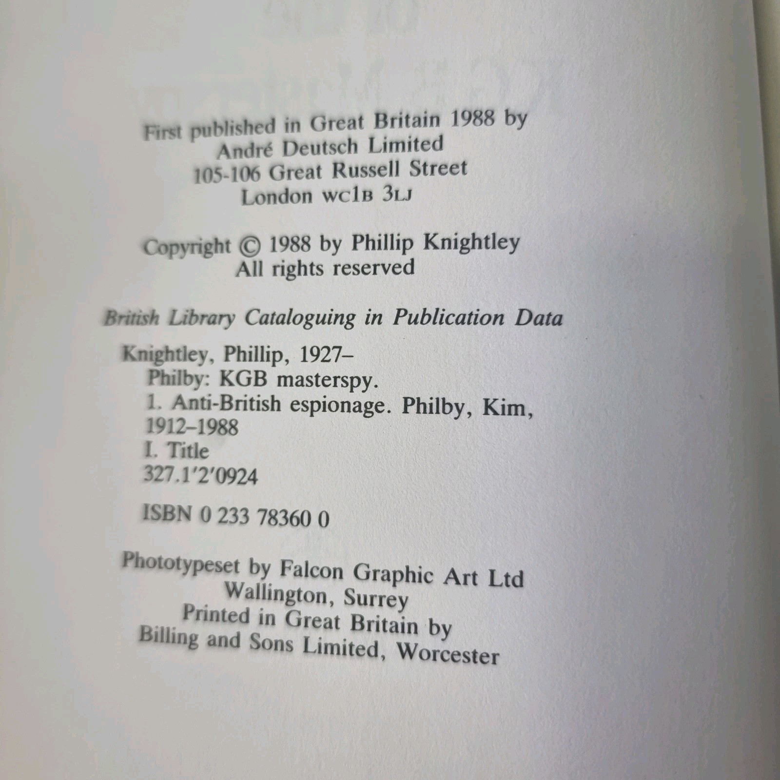 PHILBY K G B MASTERSPY BY PHILLIP KNIGHTLY