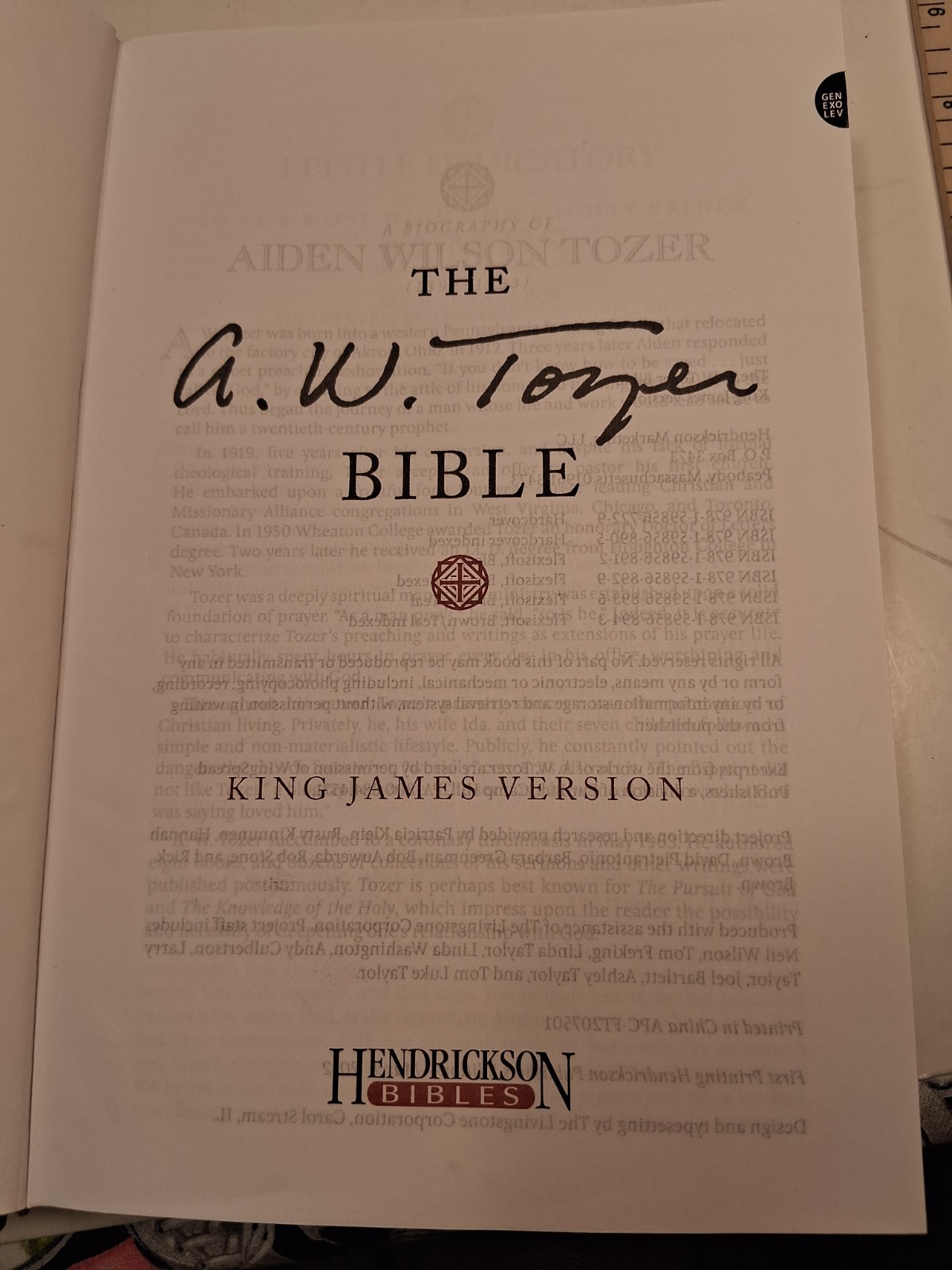 The A. W. Tozer Bible: King James Version by Tozer, A W, With Bible Tabs EUC