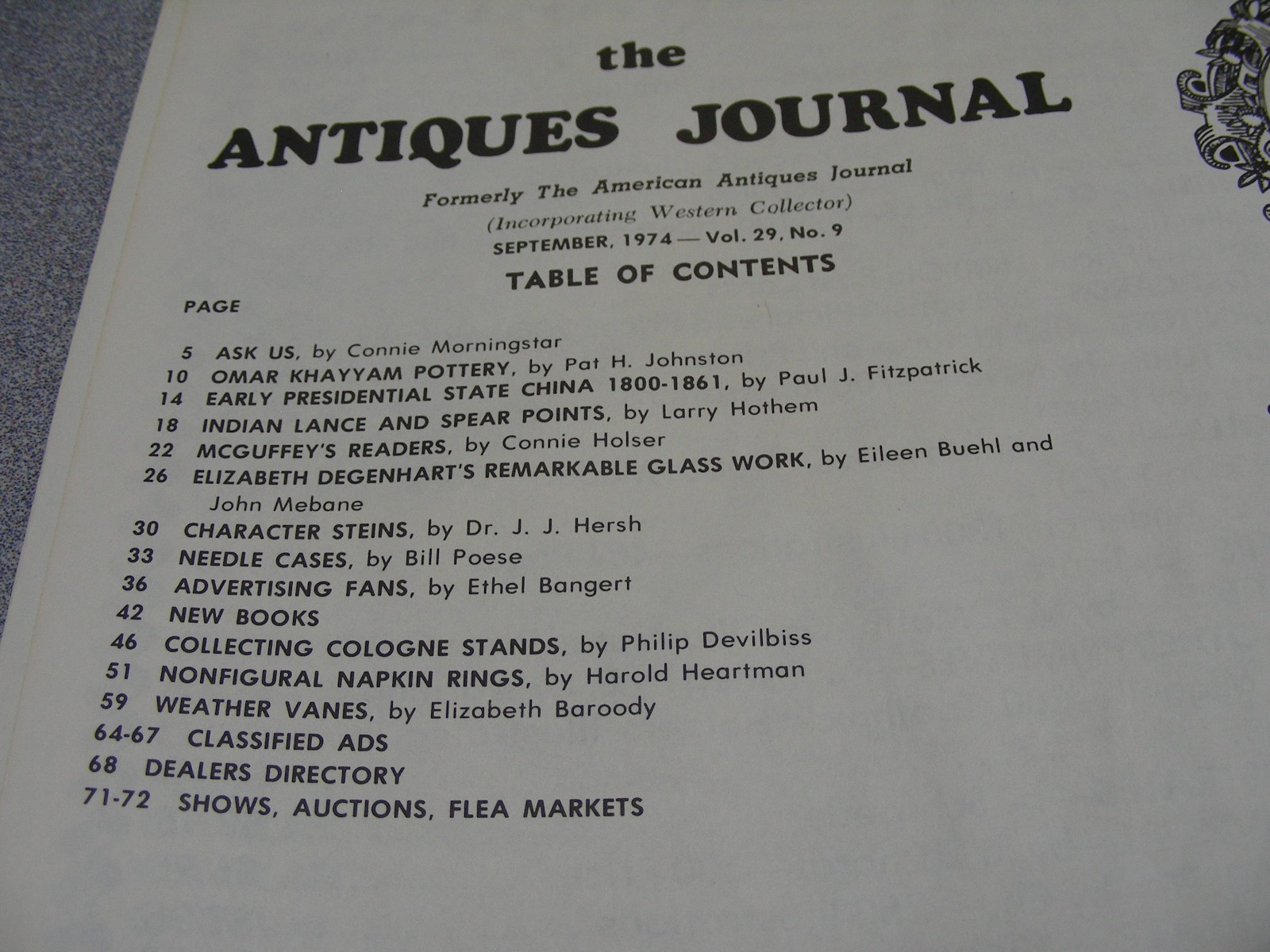 Antiques Journal – September 1974 Vintage Magazine