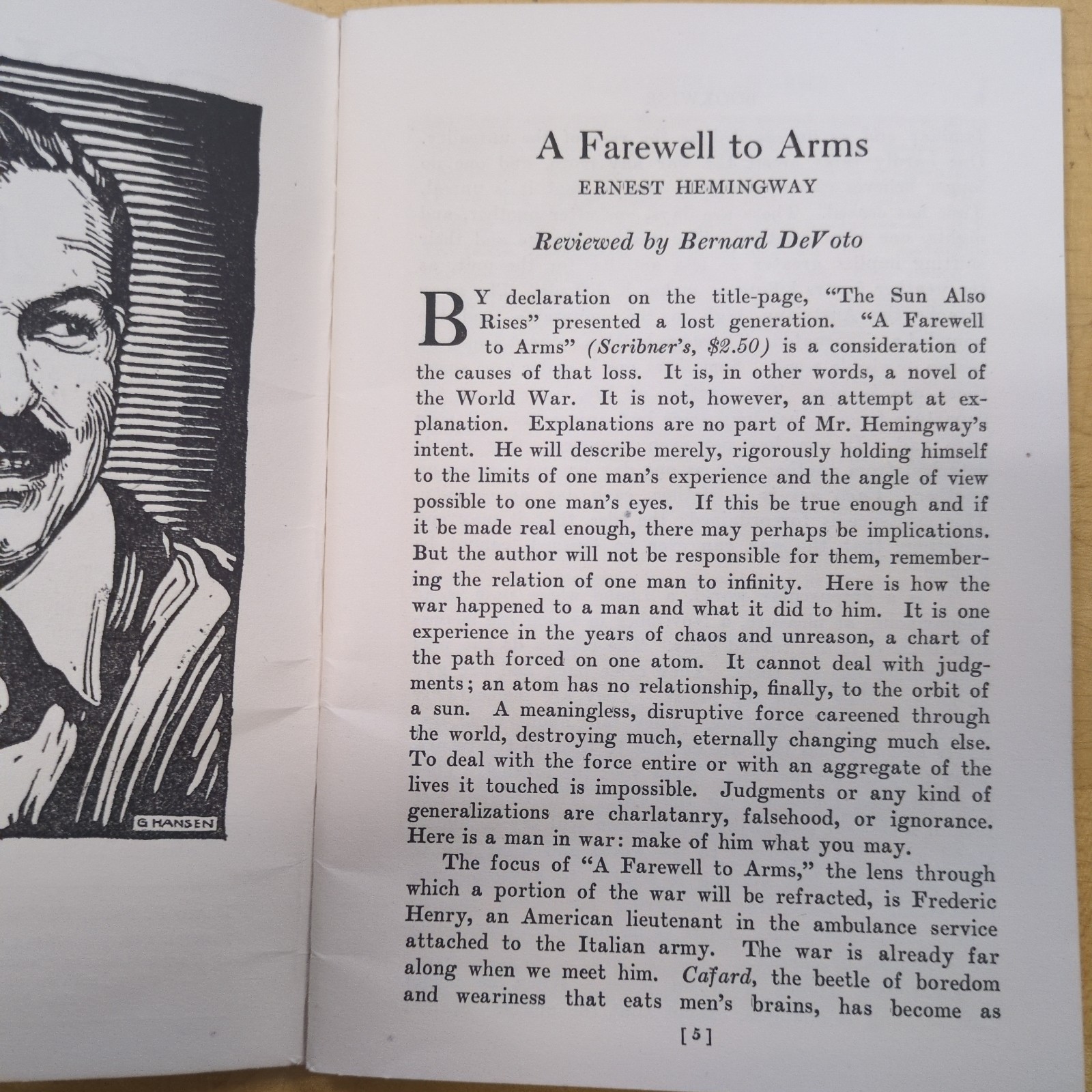 BOOKWISE November 1929 – A Farewell To Arms Hemingway – Segwick – Volume 1 No. 1