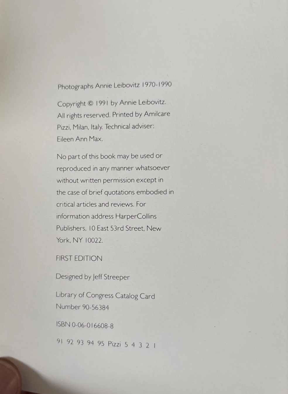 Photographs Annie Leibovitz 1970 – 1990 – First Edition 1991