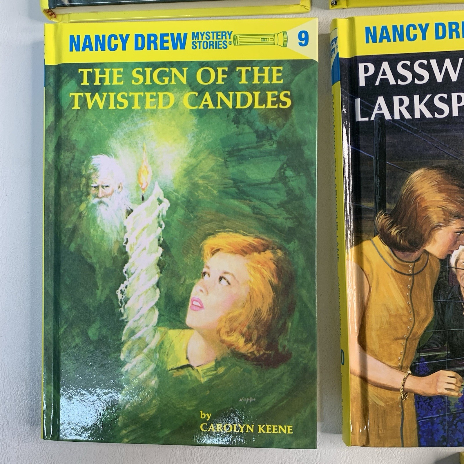Lot of 13 Nancy Drew Books Flashlight Yellow Spine HC Books 1- 10, 20, 34 & 48