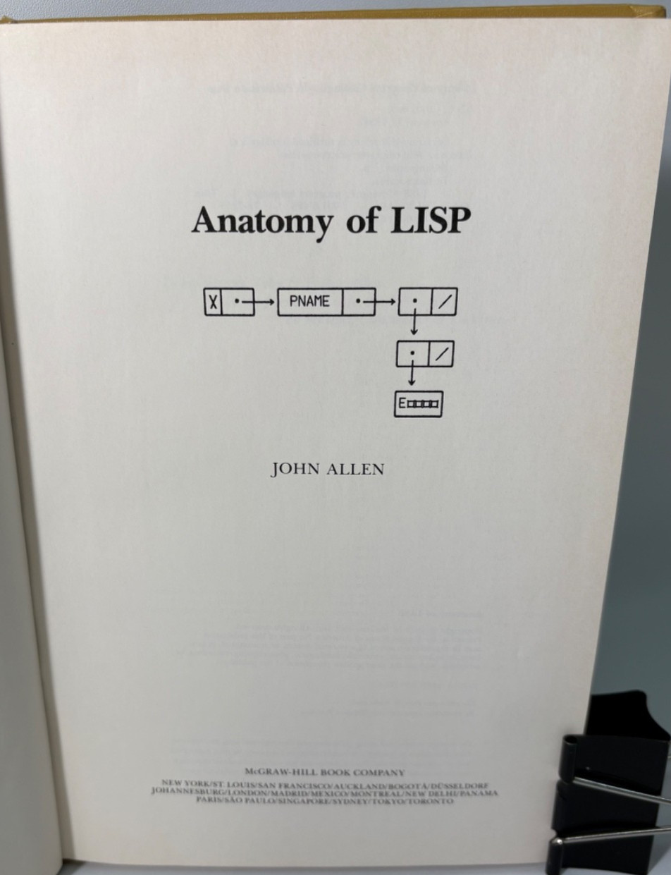 Anatomy of LISP by John Allen, Computer Science Series, 1978 McGraw Hill
