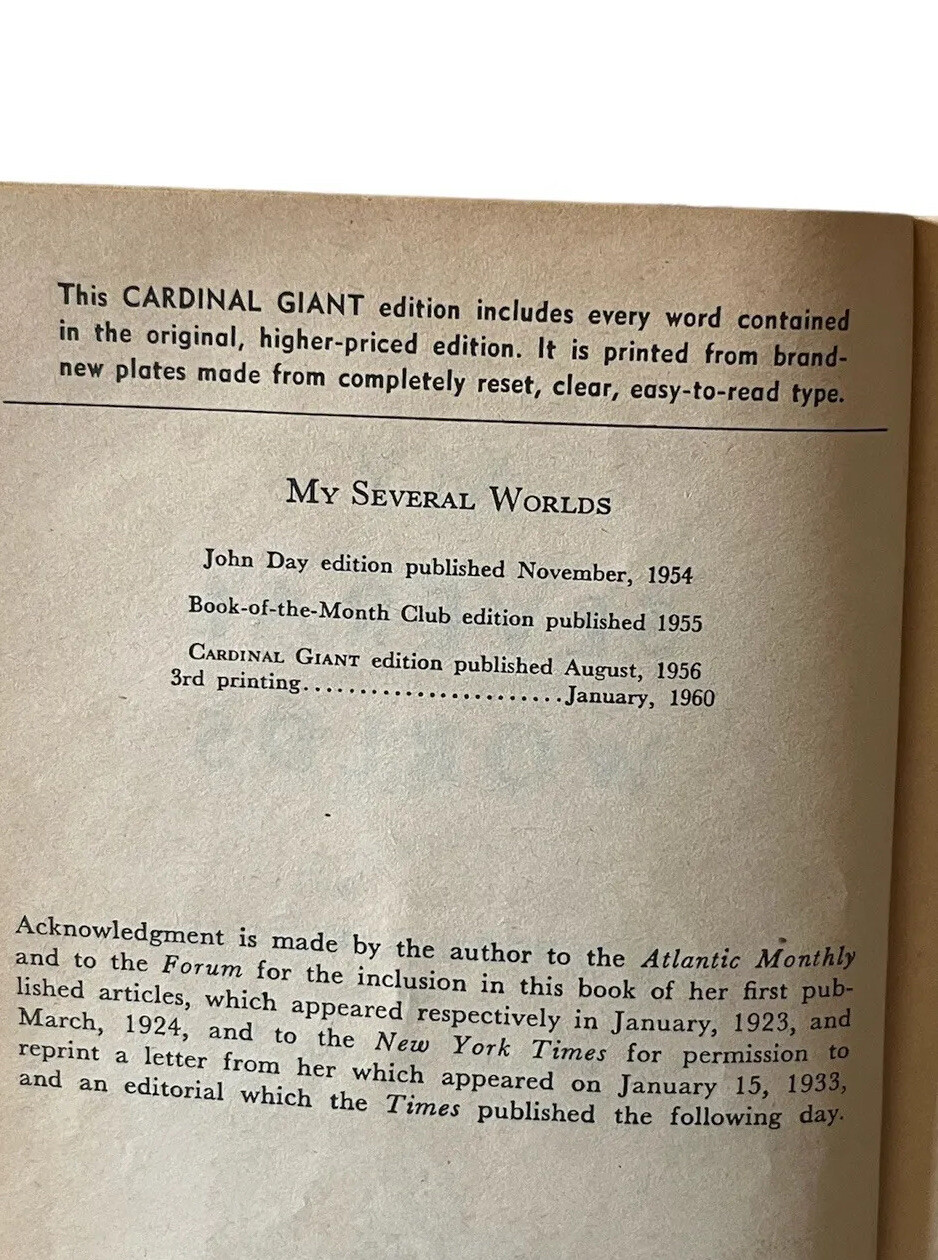 My Several Worlds Pearl S. Buck 1960 3rd Printing Pocket Books, Inc. Paperback