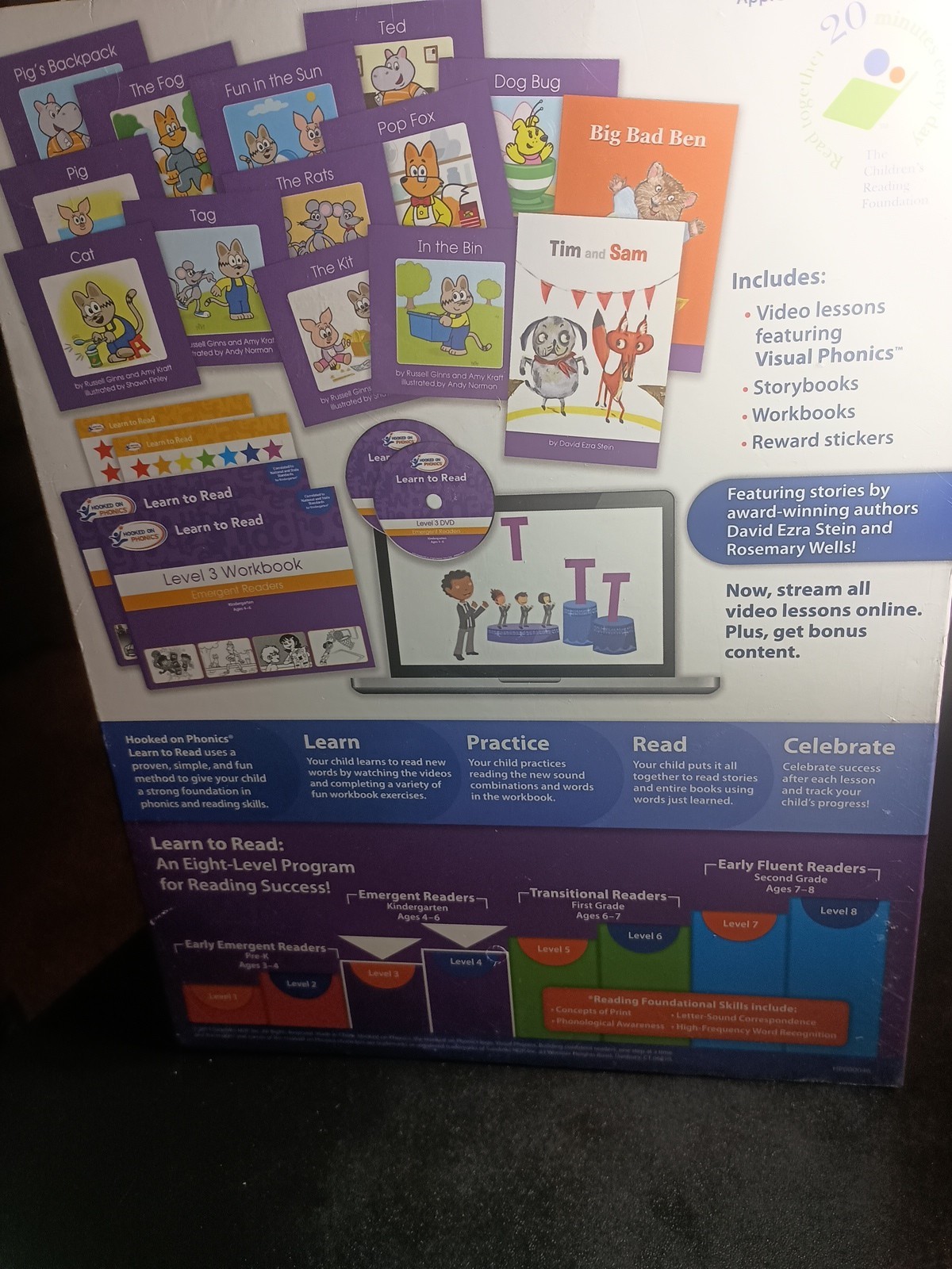 Hooked on Phonics Learn To Read Kindergarten Level 3 & 4 Emergent Ages 4-6 NEW