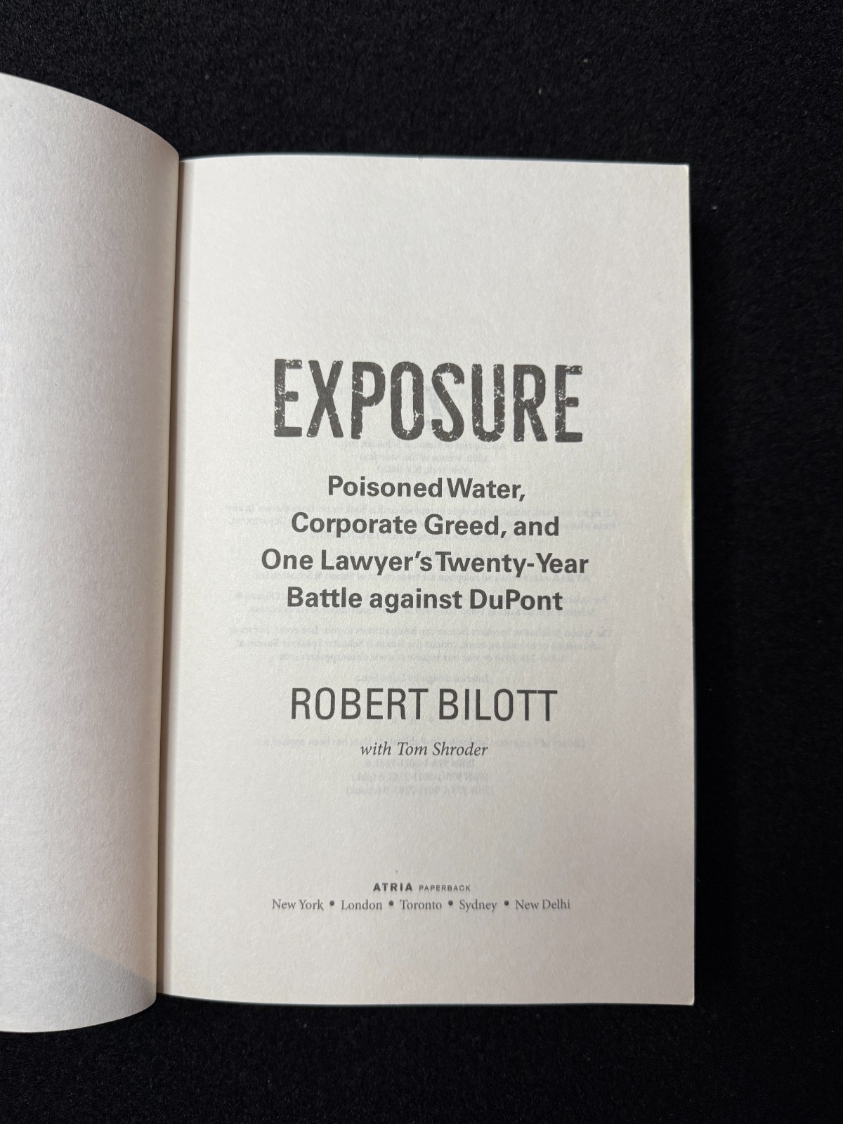 Exposure Robert Bilott Atria Black Trade PB USA Enviro Law Dark Waters 2020