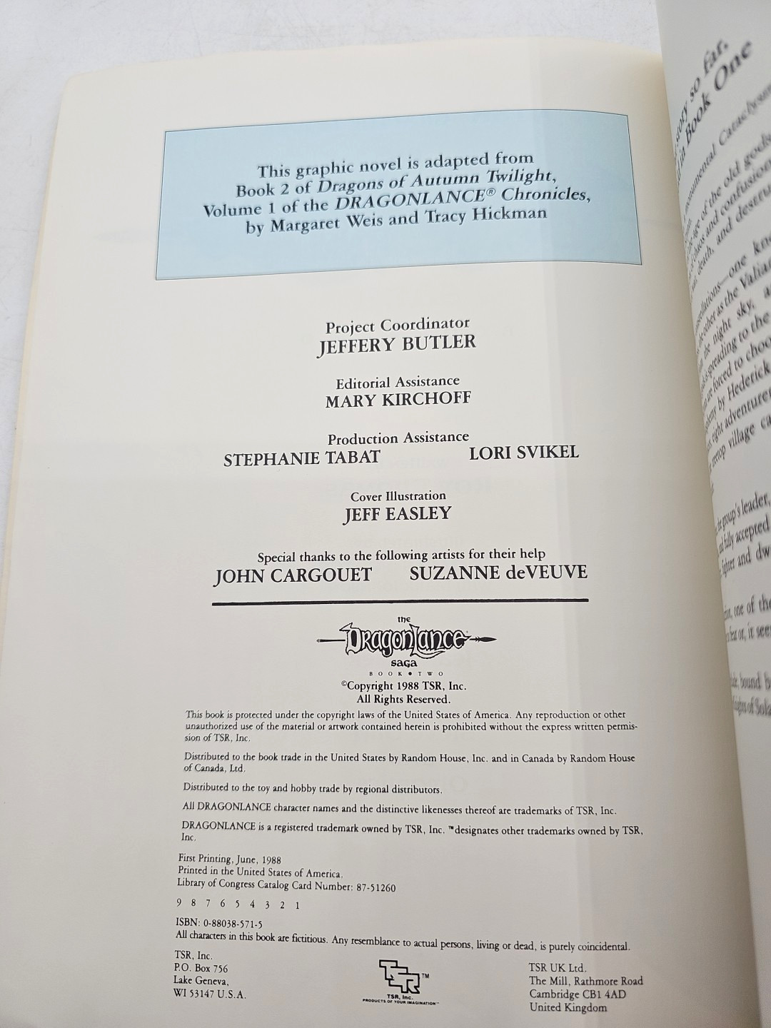The Dragonlance Saga Book 2 Roy Thomas First Edition 1st Printing Paperback