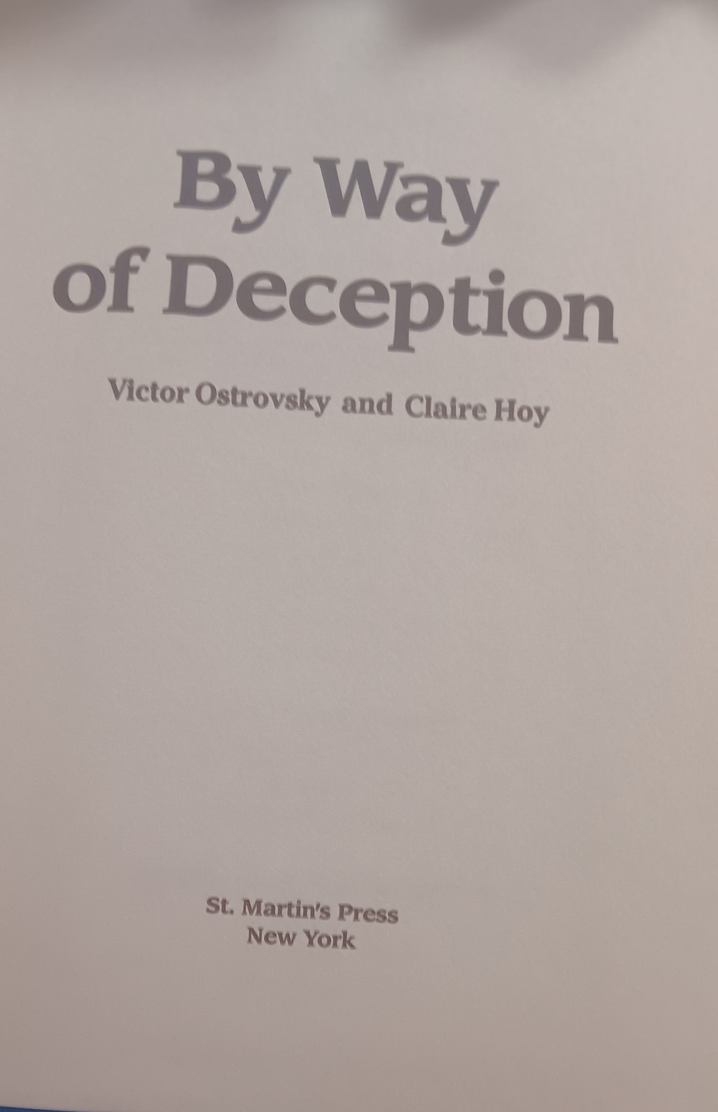 By Way of Deception by Claire Hoy and Victor Ostrovsky (good used hardcover)