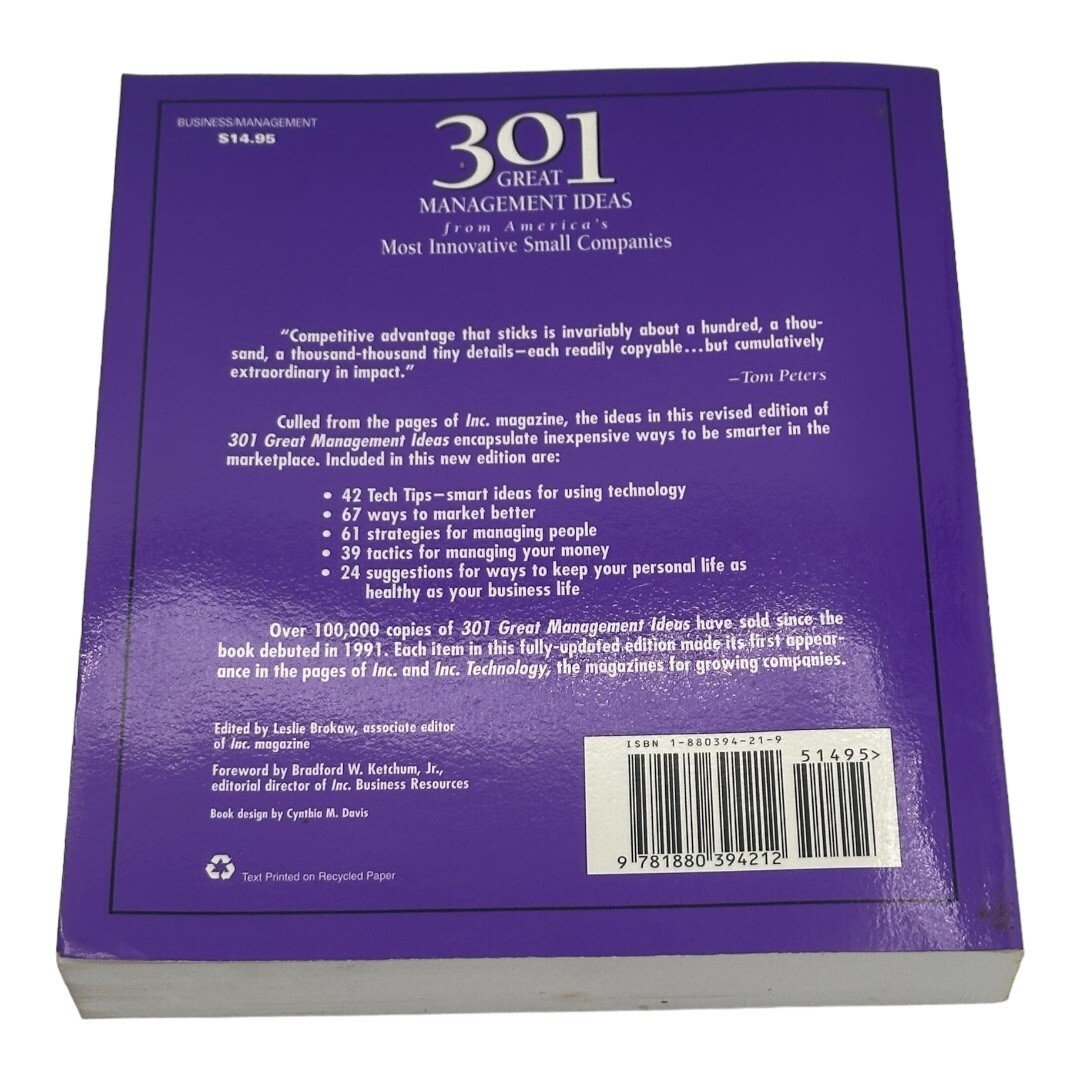 Inc 301 Great Management Ideas Paperback Book 1995 Second Edition