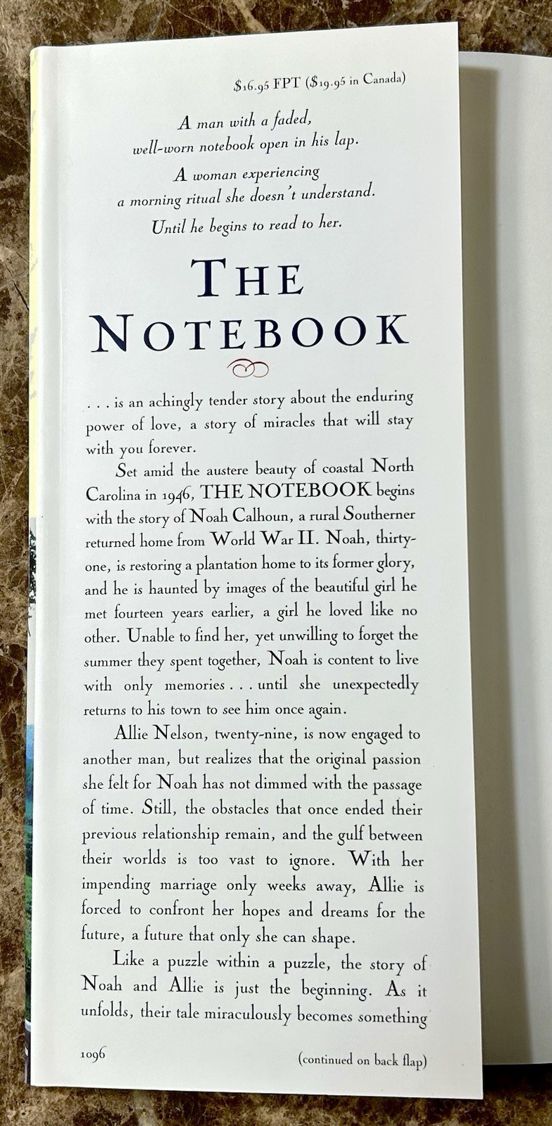 THE NOTEBOOK by Nicholas Sparks (1996, Hardcover) First Edition ~ First Printing
