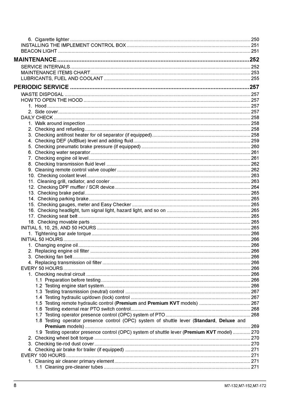 KUBOTA M7132 M7152 M7172 TRACTOR OPERATORS MANUAL – SPIRAL BOUND – TOUGH COVERED