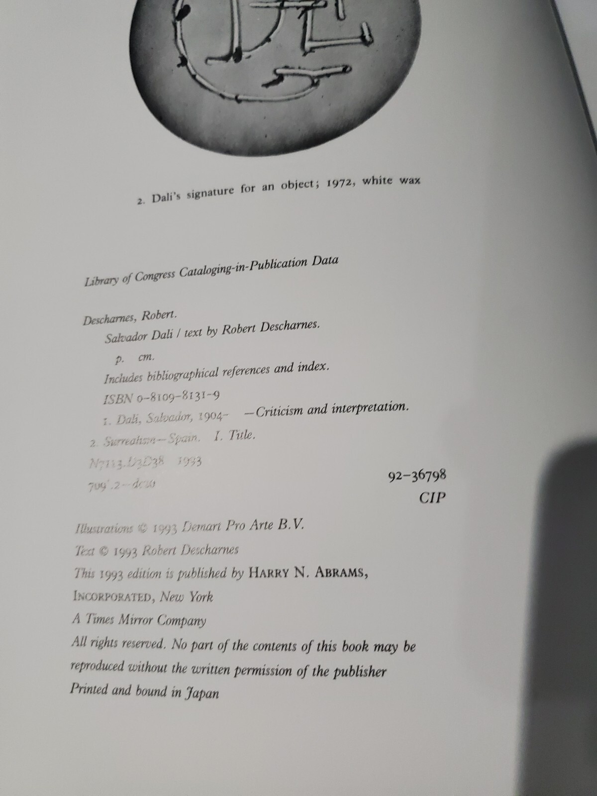 DALI Robert Descharnes hcdj 1993 Big 175 pages Hardcover with dustcover