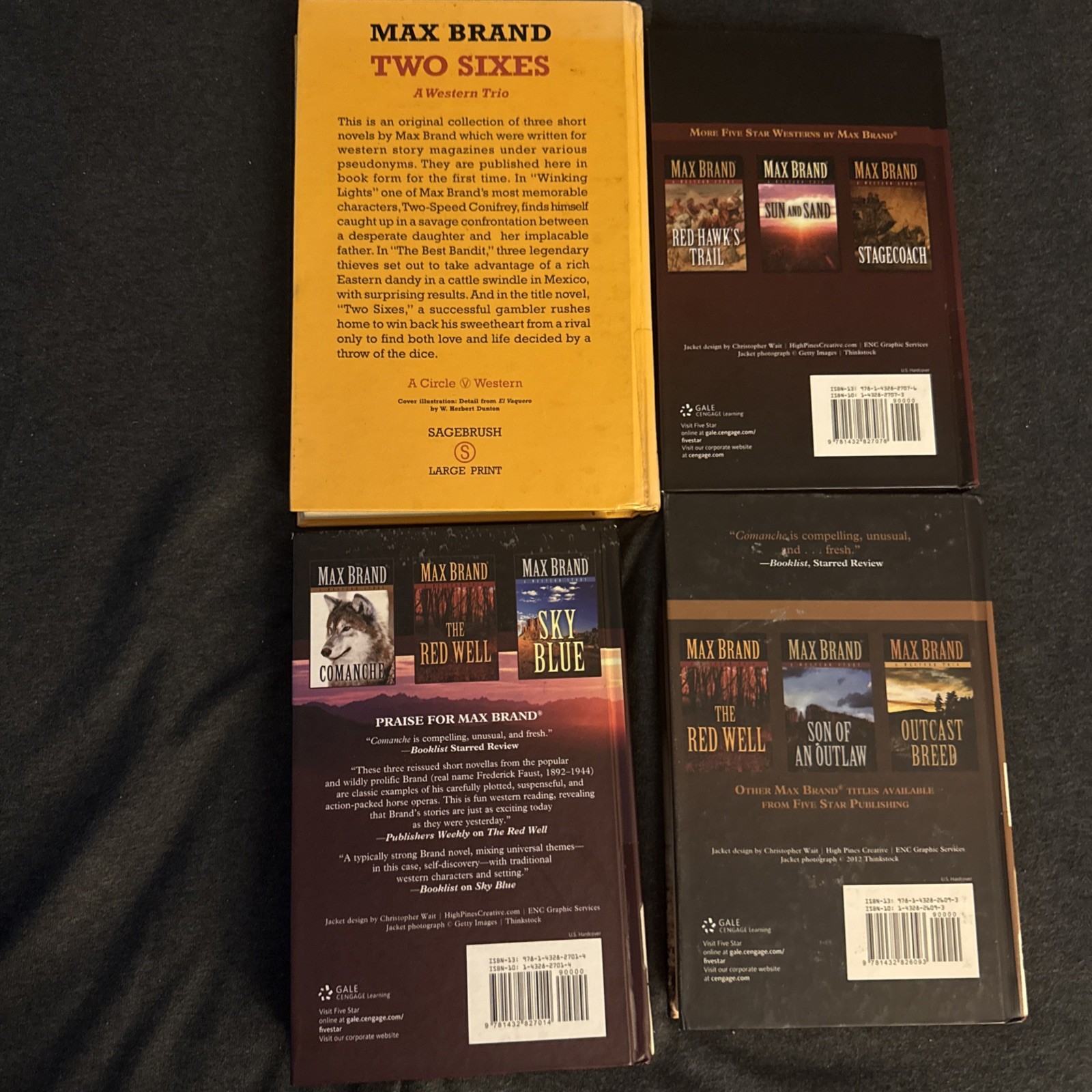 Western Novels Lot Of 4 Hardcover Books Westerns Bundle Max Brand