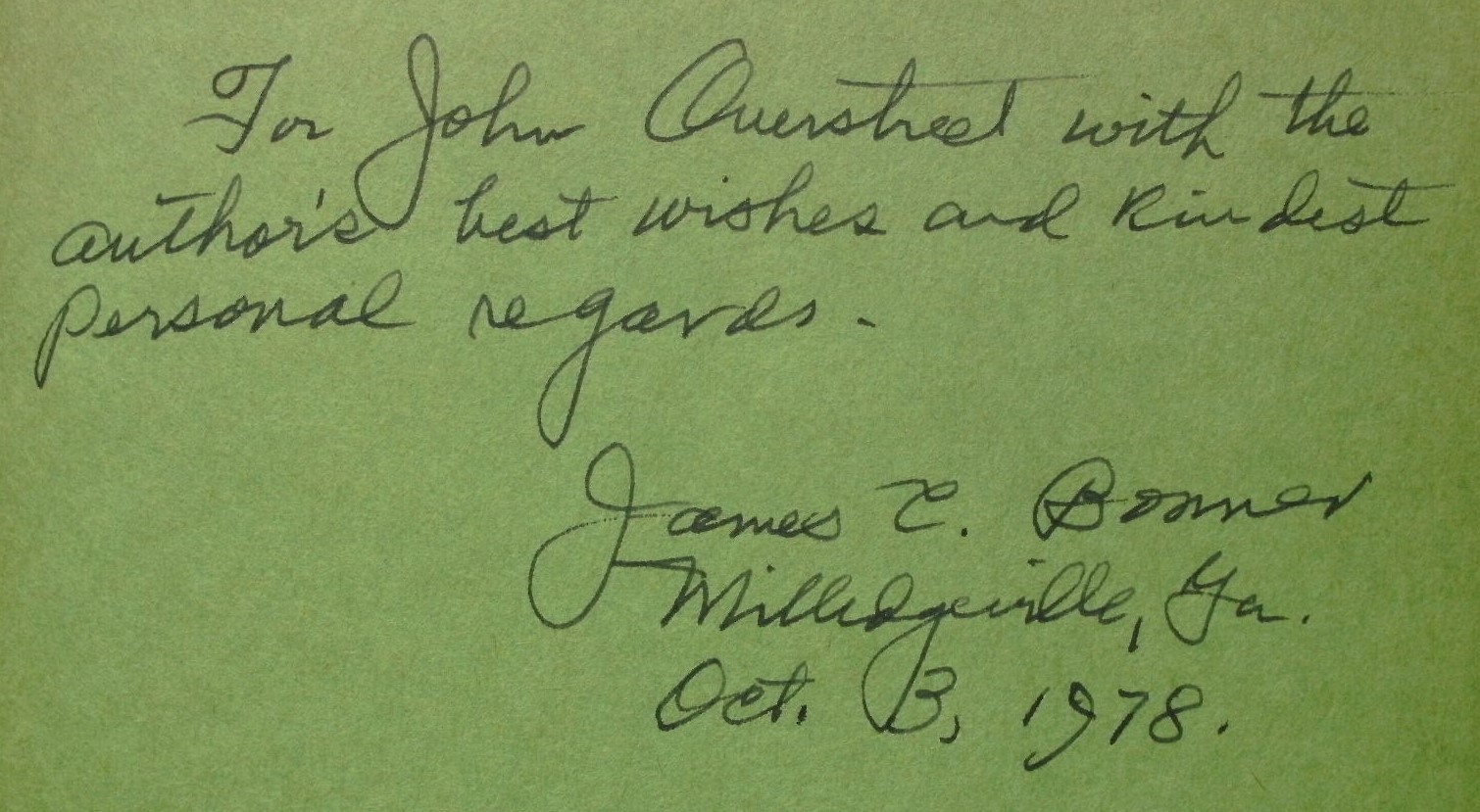 Milledgeville : Georgia’s Antebellum Capital by James C. Bonner 1978 Signed