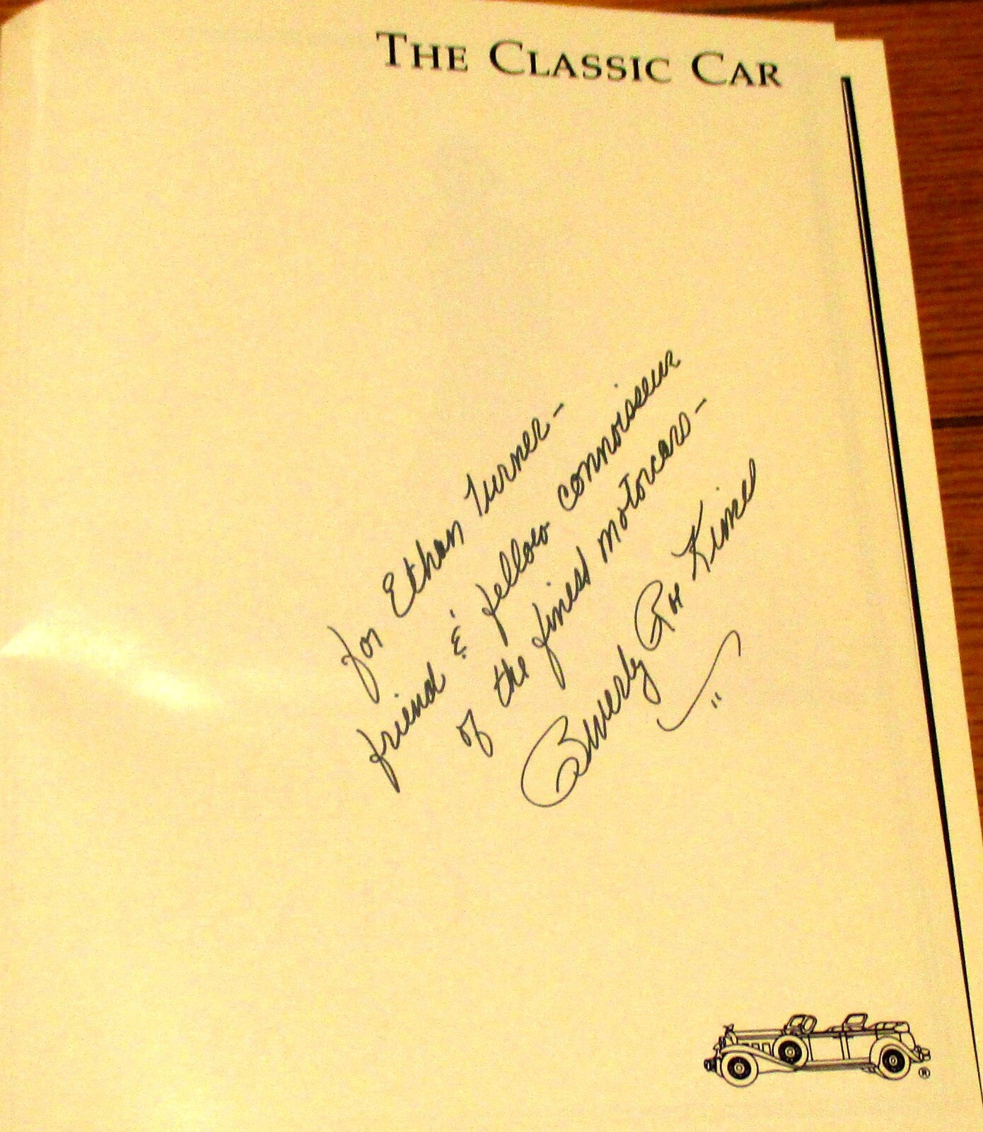 1990 The Classic Car by Beverly Rae Kimes SIGNED Hardcover Book D/J 752 Pages