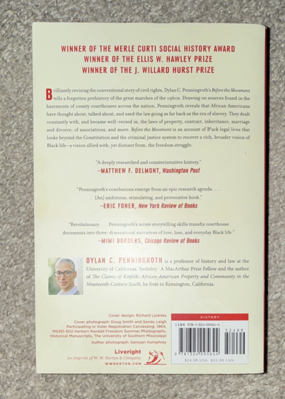 Liveright Publishing Before the Movement Dylan Penningroth TPB African American
