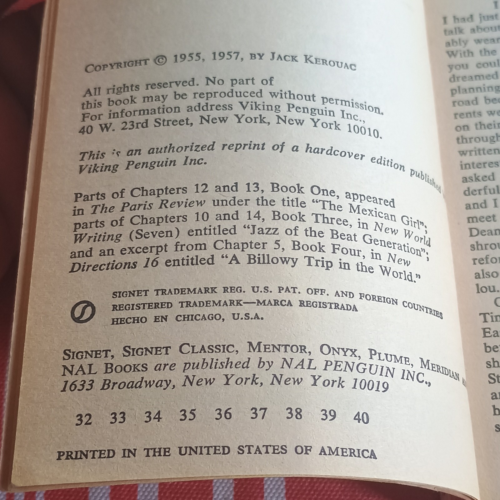 Jack Kerouac On the Road 25th Anniversary Edition Paperback NAL Penguin 1955