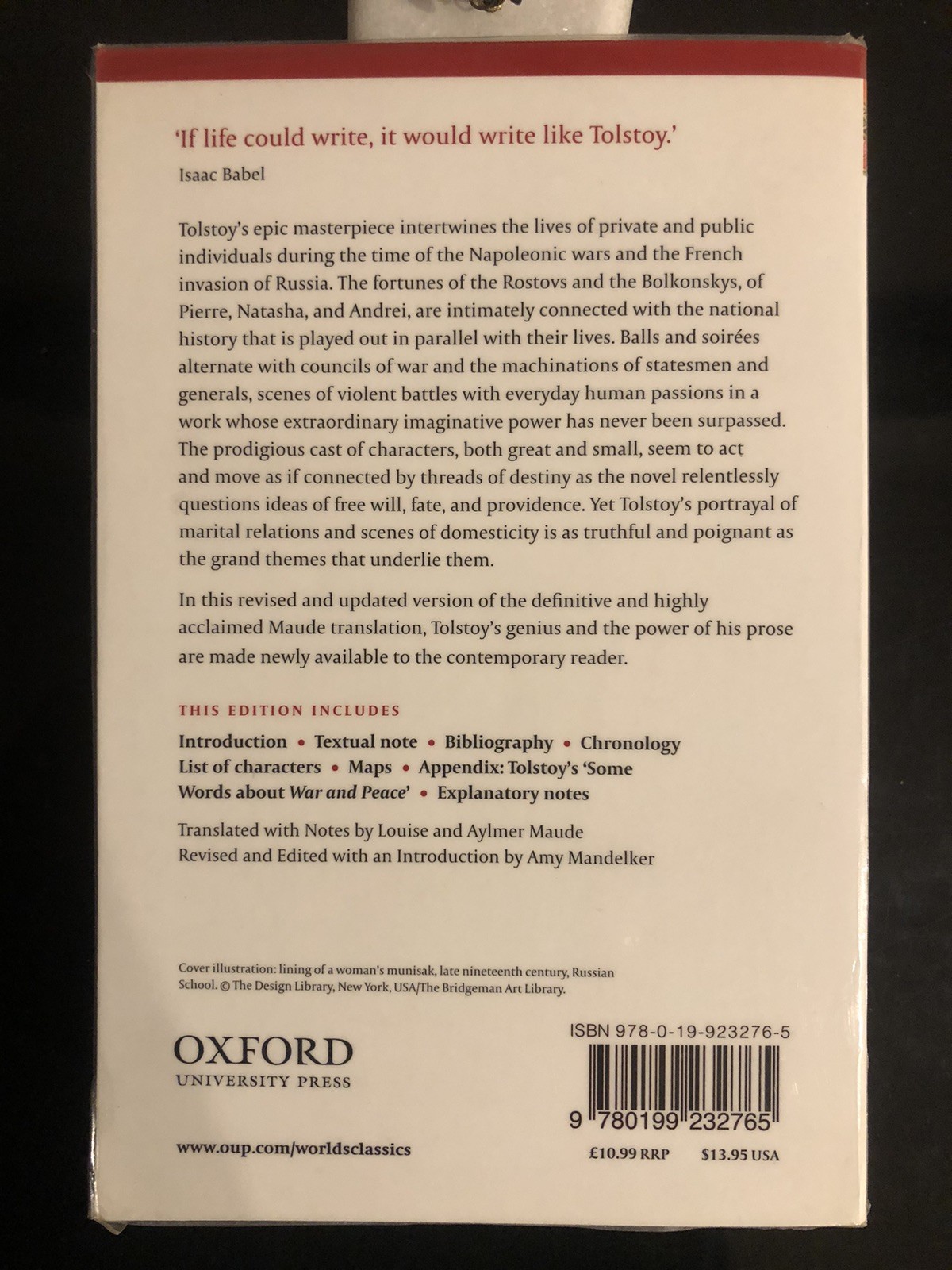 Leo Tolstoy War And Peace Oxford World’s Classics UK 2010 Edition Sec.Print SCLN