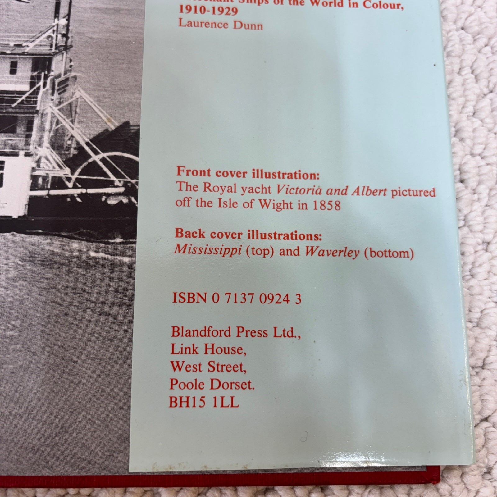 Paddle Steamers Bernard Cox Blandford Press Poole Dorsey 1979 HC DJ 1st Edition