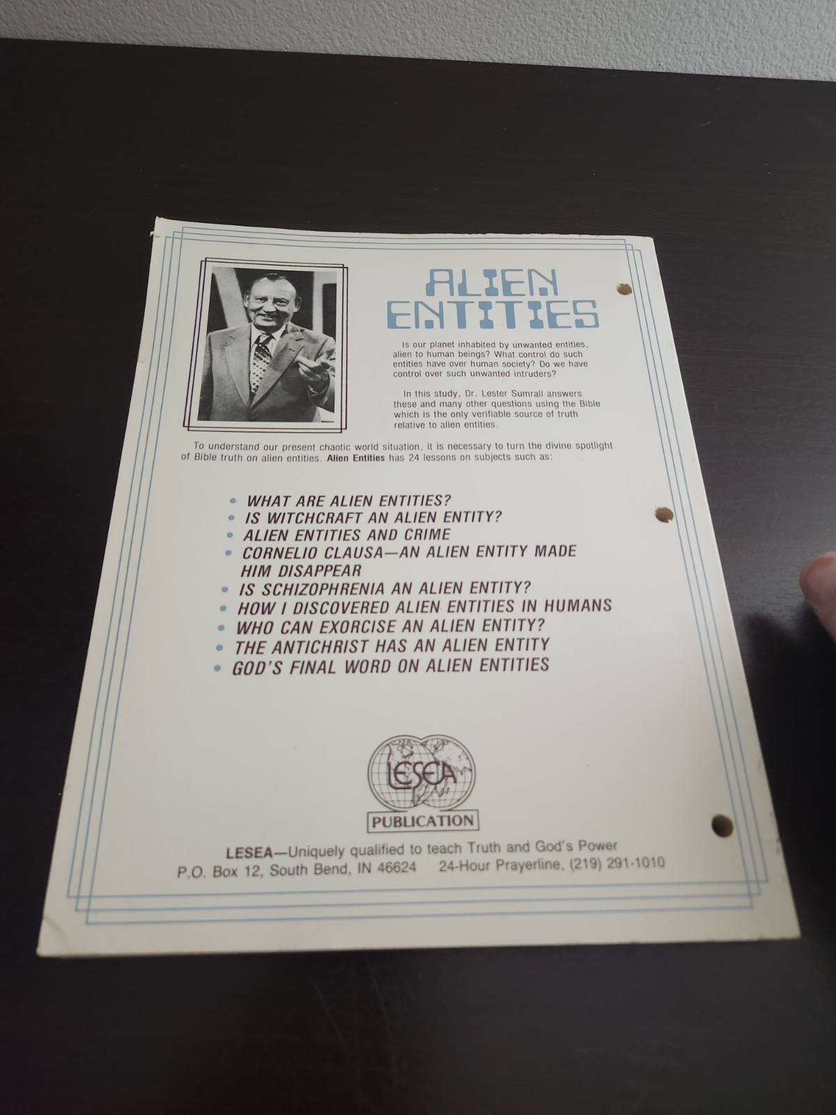 Alien Entities by Dr. Lester Sumrall World Harvest Syllabus 1983 LESEA 1989 7th