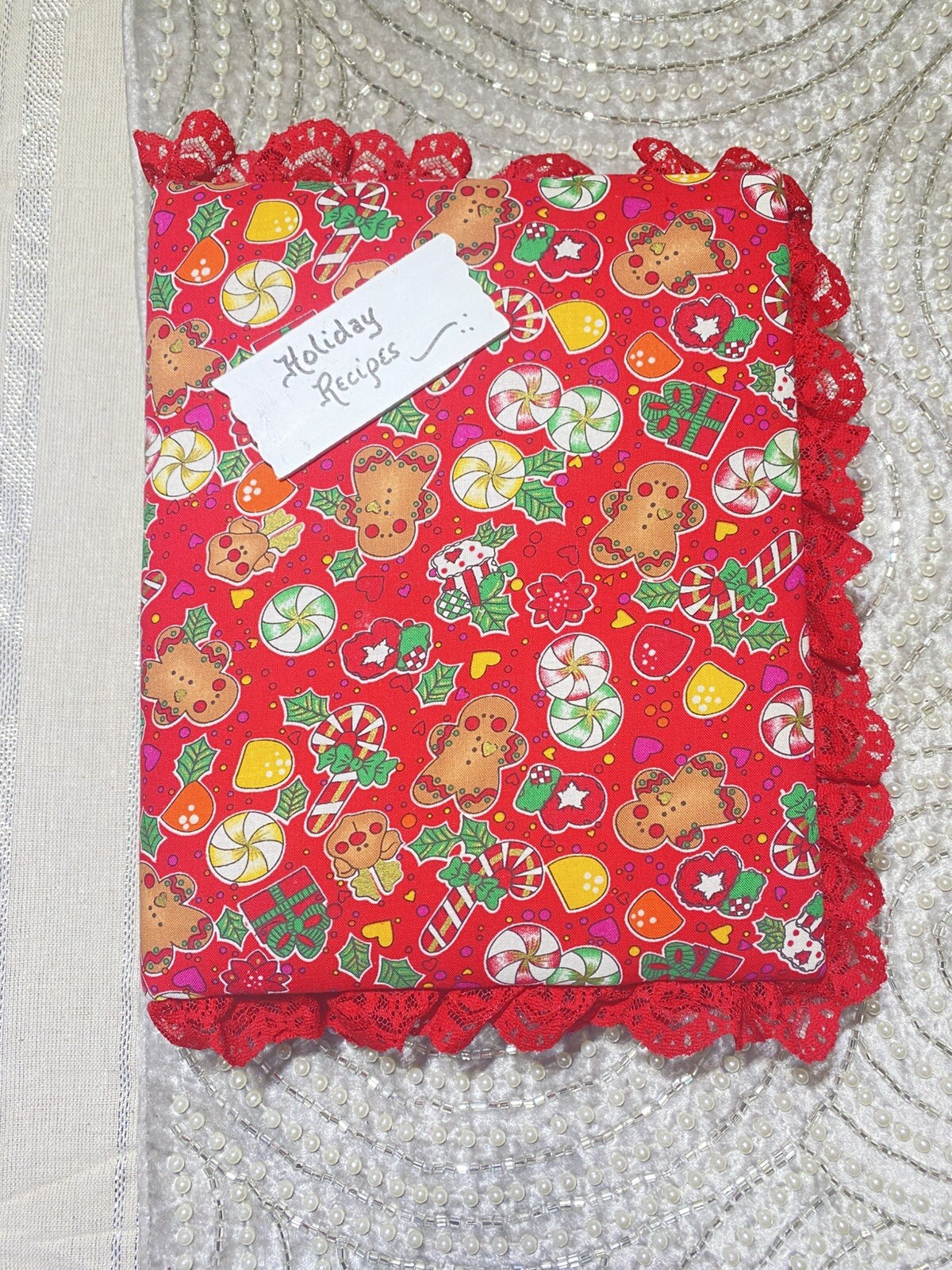 Vtg Hardcover Handmade Holiday Recipe Index Book Christmas Journal