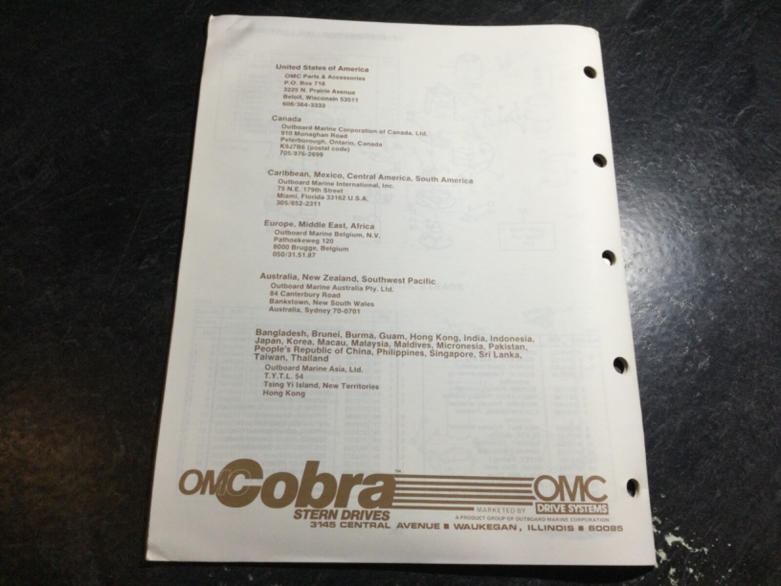 1986 OMC Cobra 5.0L & 5.7L V8 Stern Drive Parts Catalog GM 305 & 350 C.I 2V & 4V