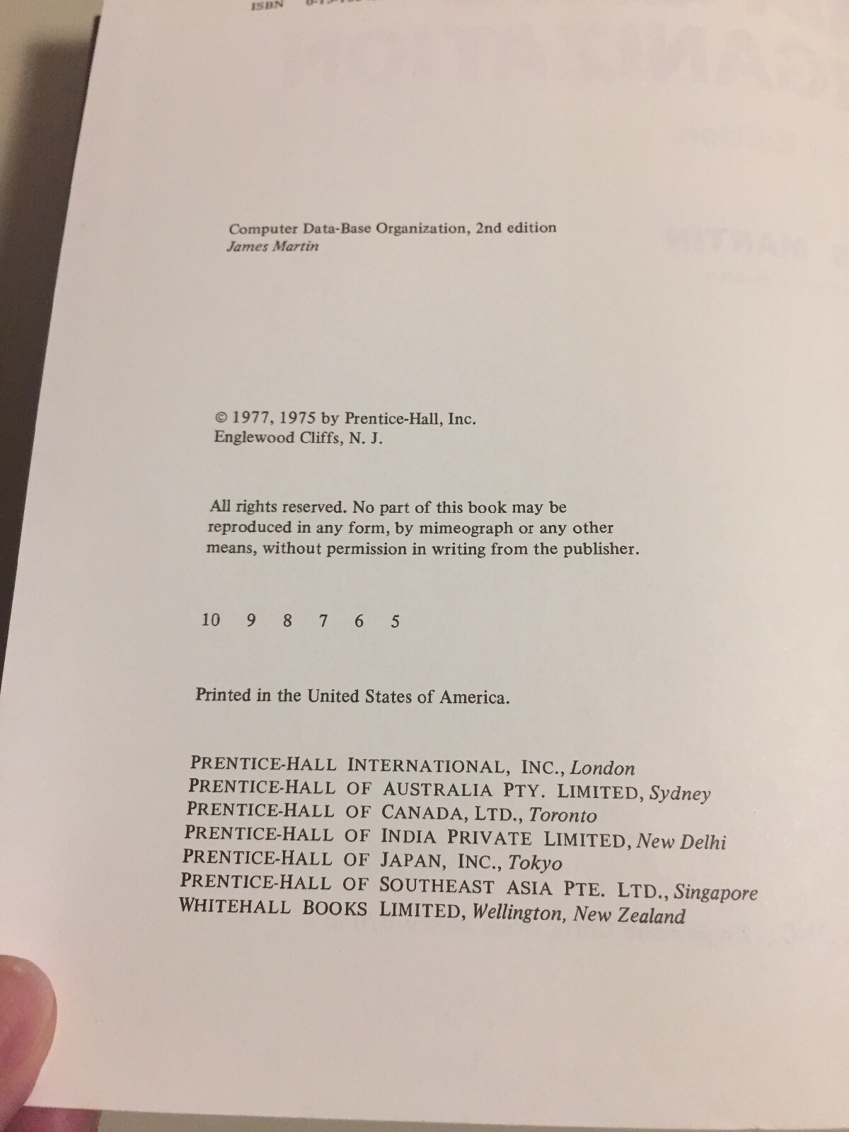 Vintage 1977 Computer Data-base Organization Martin