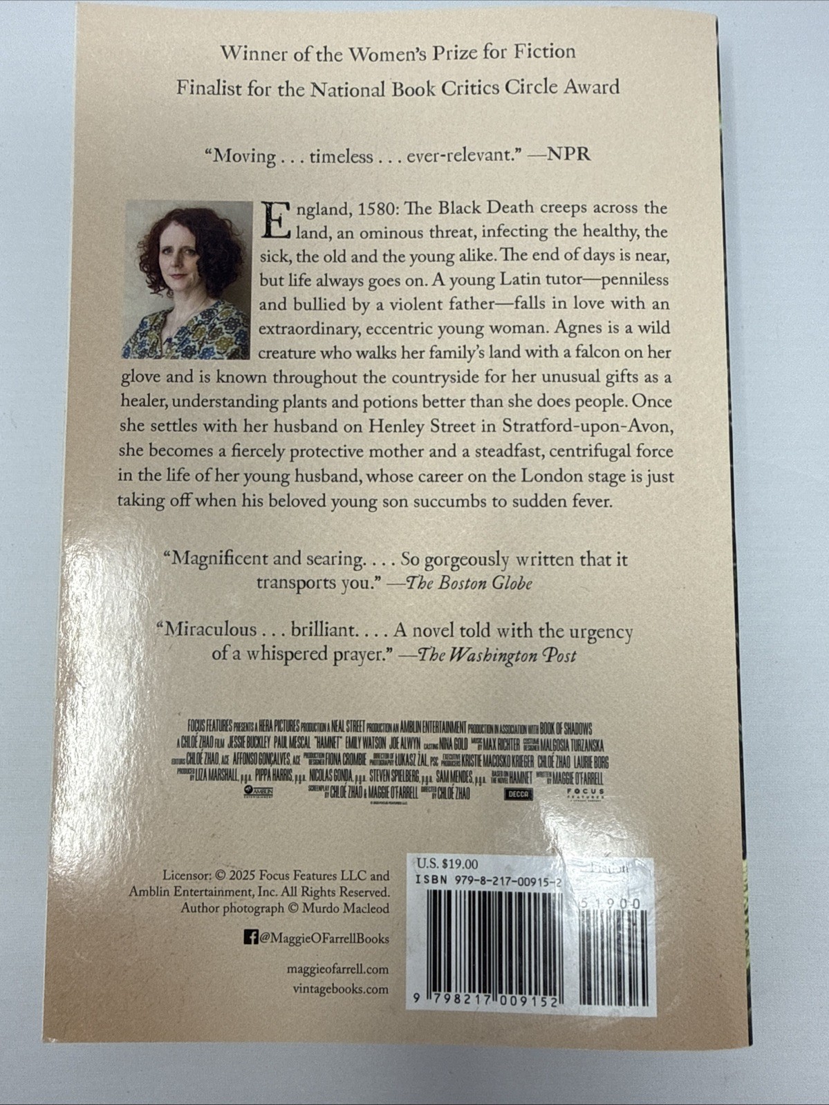 Hamnet By Maggie O’Farrell Paperback Movie Tie-in Edition