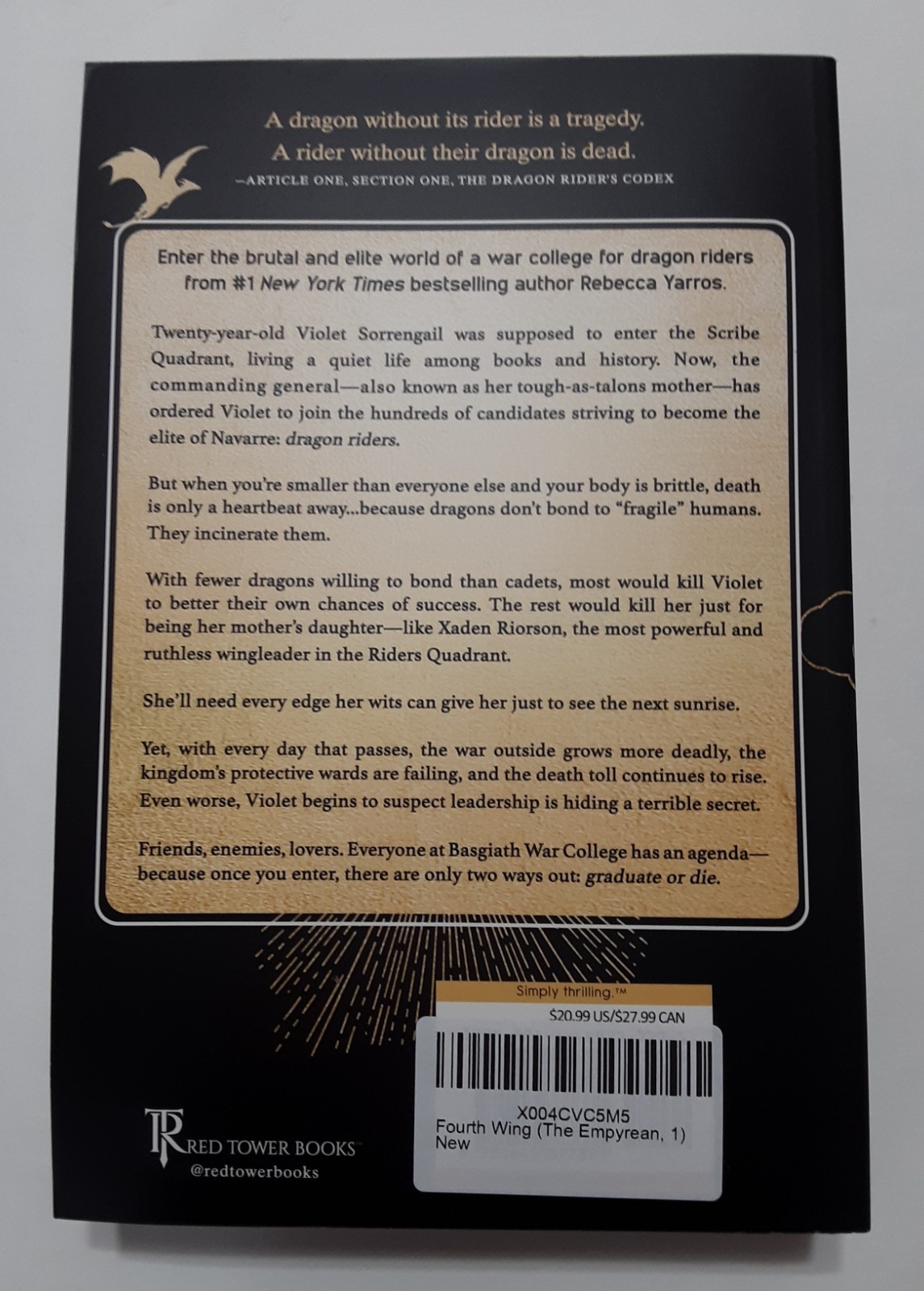 Fourth Wing Special Limited 1st Edition Paperback- Sprayed Edge