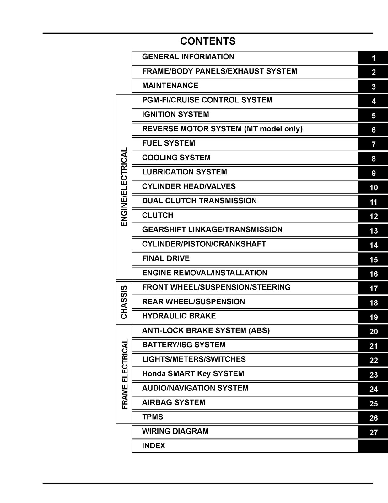 HONDA GL1800 Goldwing Motorcycle Shop Manual CLOSURE, COVERED – XL FOLDOUT PAGES