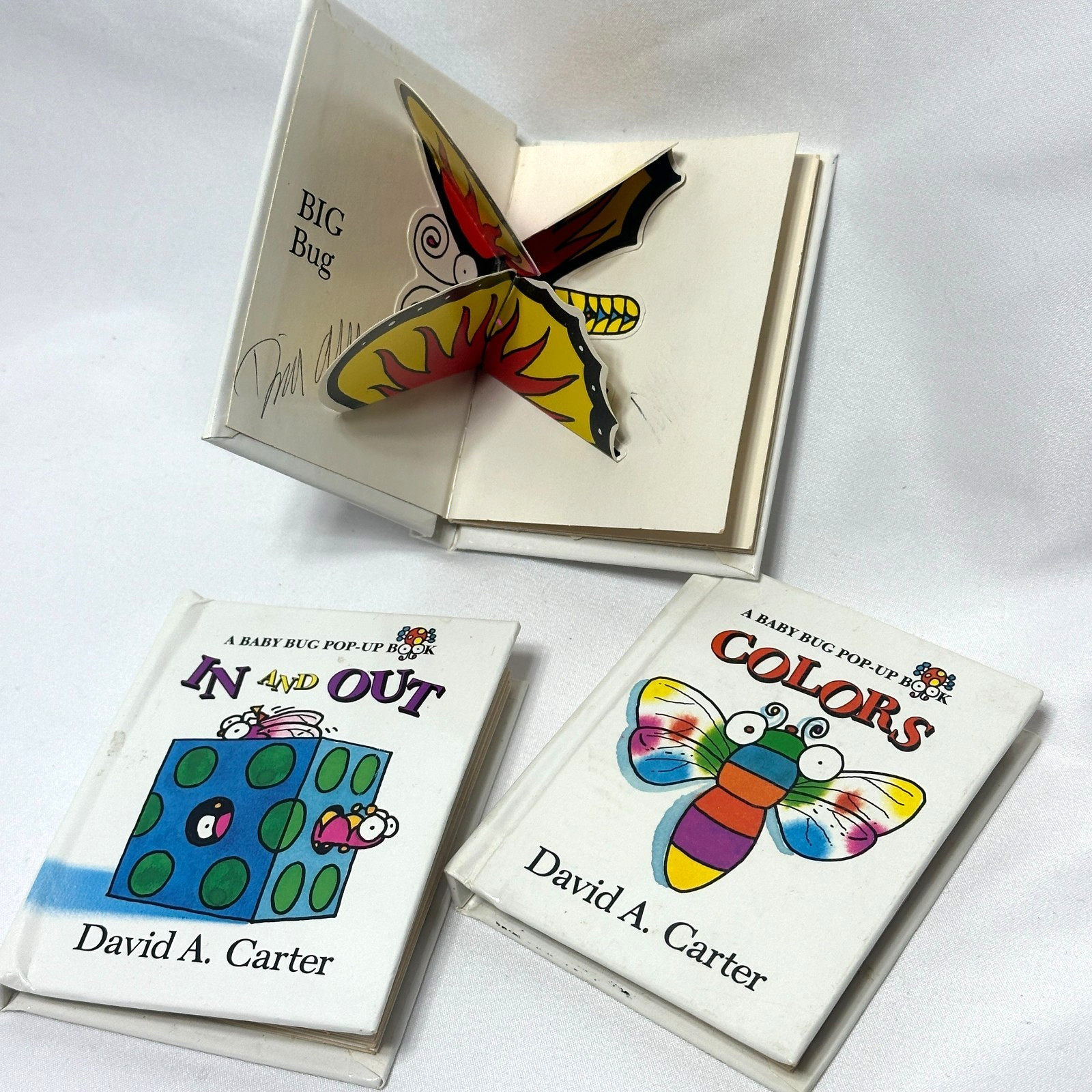 RARE 3 Pop-Up Books DAVID A CARTER 1993 Colors Opposites In and Out Mini SIGNED!