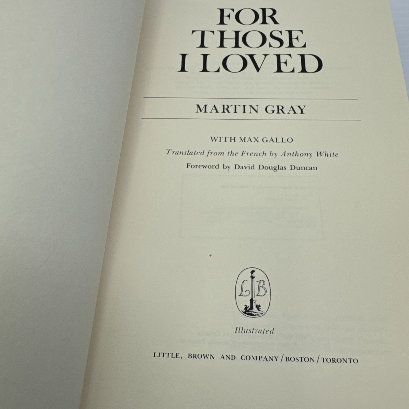 For Those I Loved Martin Gray 1972 First English Edition HC Holocaust Survivor