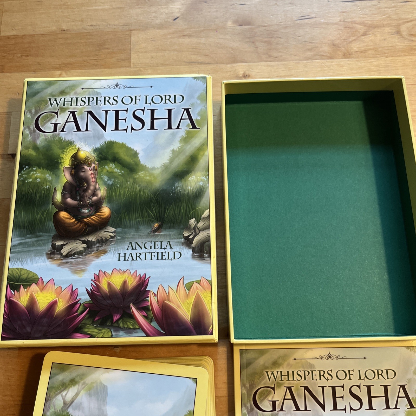 Whispers of Lord Ganesha by Angela Hartfield, 50 Tarot Cards + Book – VERY GOOD