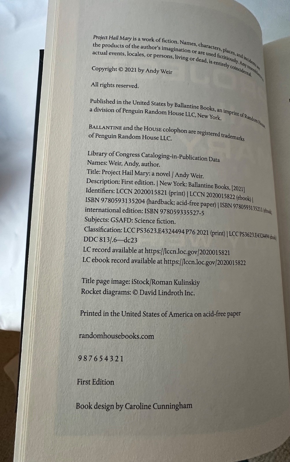Project Hail Mary by Andy Weir 1st Edition/1st Print HC