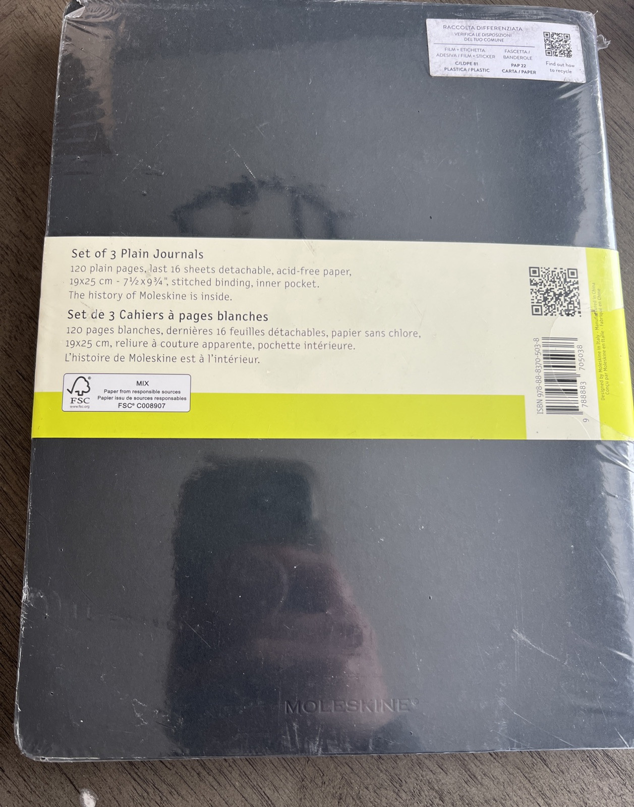 Moleskine Cahier~1 Set of 3 Plain Journals 120 Pages 7.5×9.75″ Stitched Binding